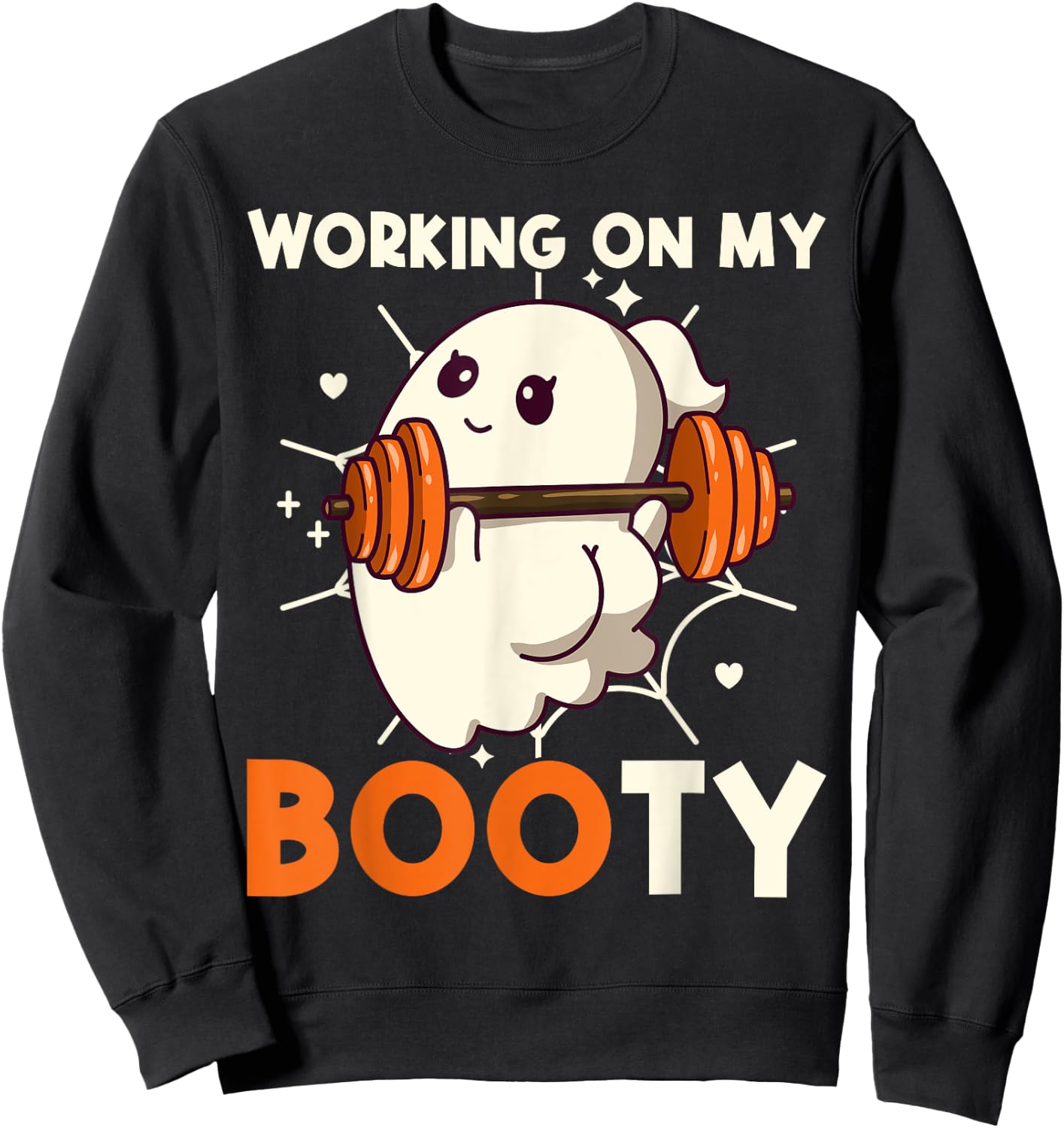 Working On My Booty Ghost Boo Gym Lover Halloween Funny Sweatshirt - Sweatshirt | Black
