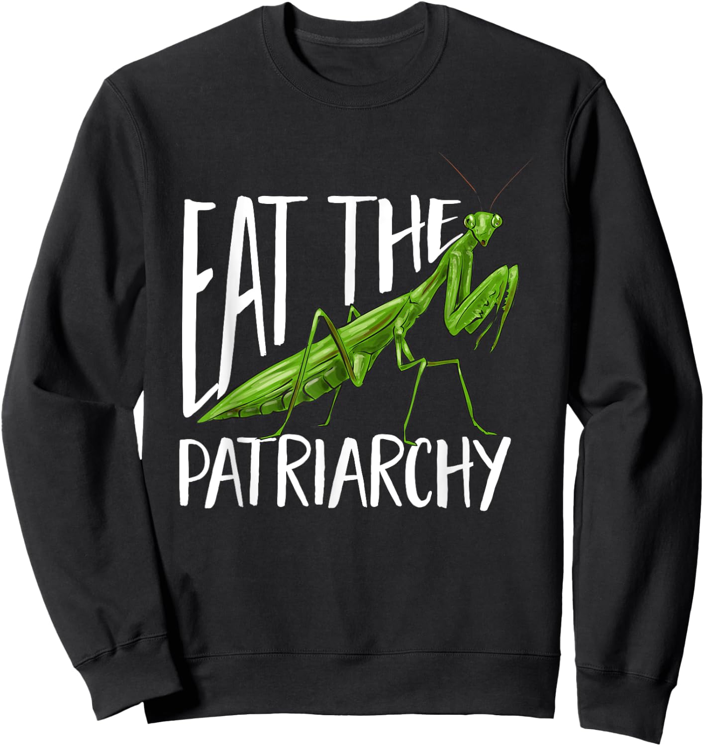Praying Mantis Eat The Patriarchy Insect Collector Sweatshirt - Sweatshirt | Black