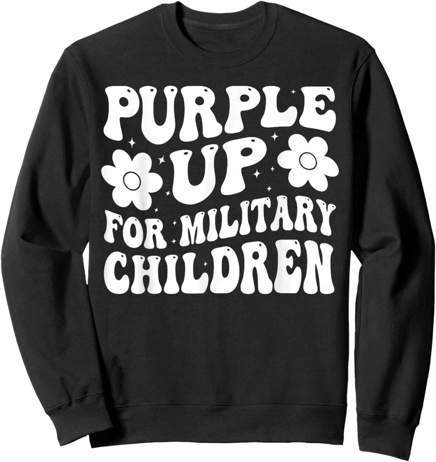 Purple Up For Military Kids Military Child Month Groovy Sweatshirt - Sweatshirt | Black