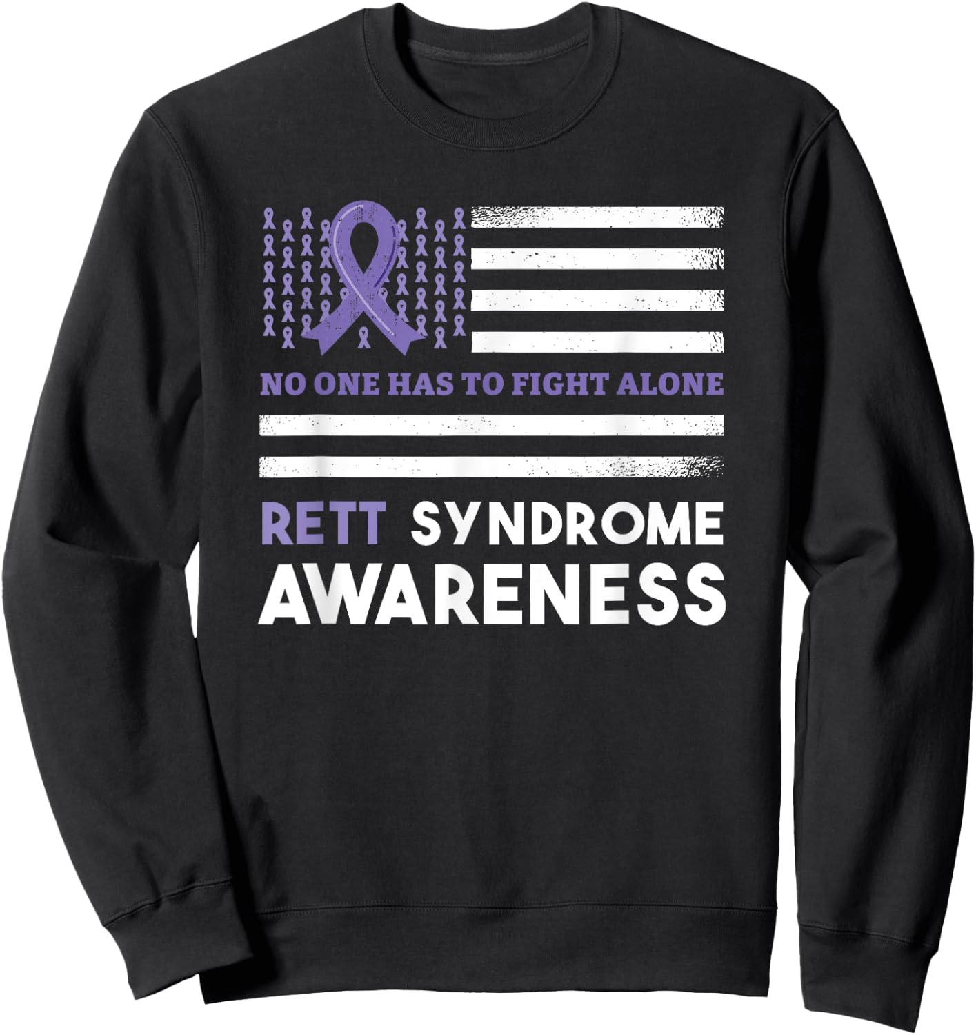 Rett Syndrome Awareness Butterfly Ribbon Purple Support Sweatshirt - Sweatshirt | Black