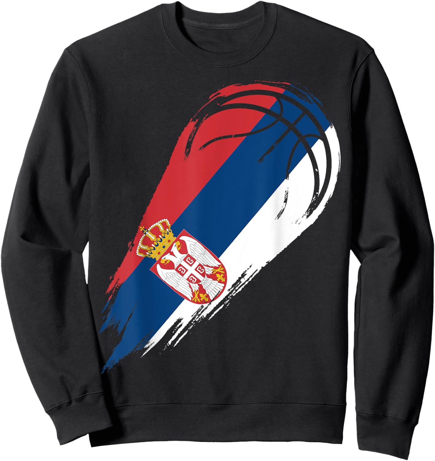Basketball with flag of Patriotic Serbia Sweatshirt - Sweatshirt | Black