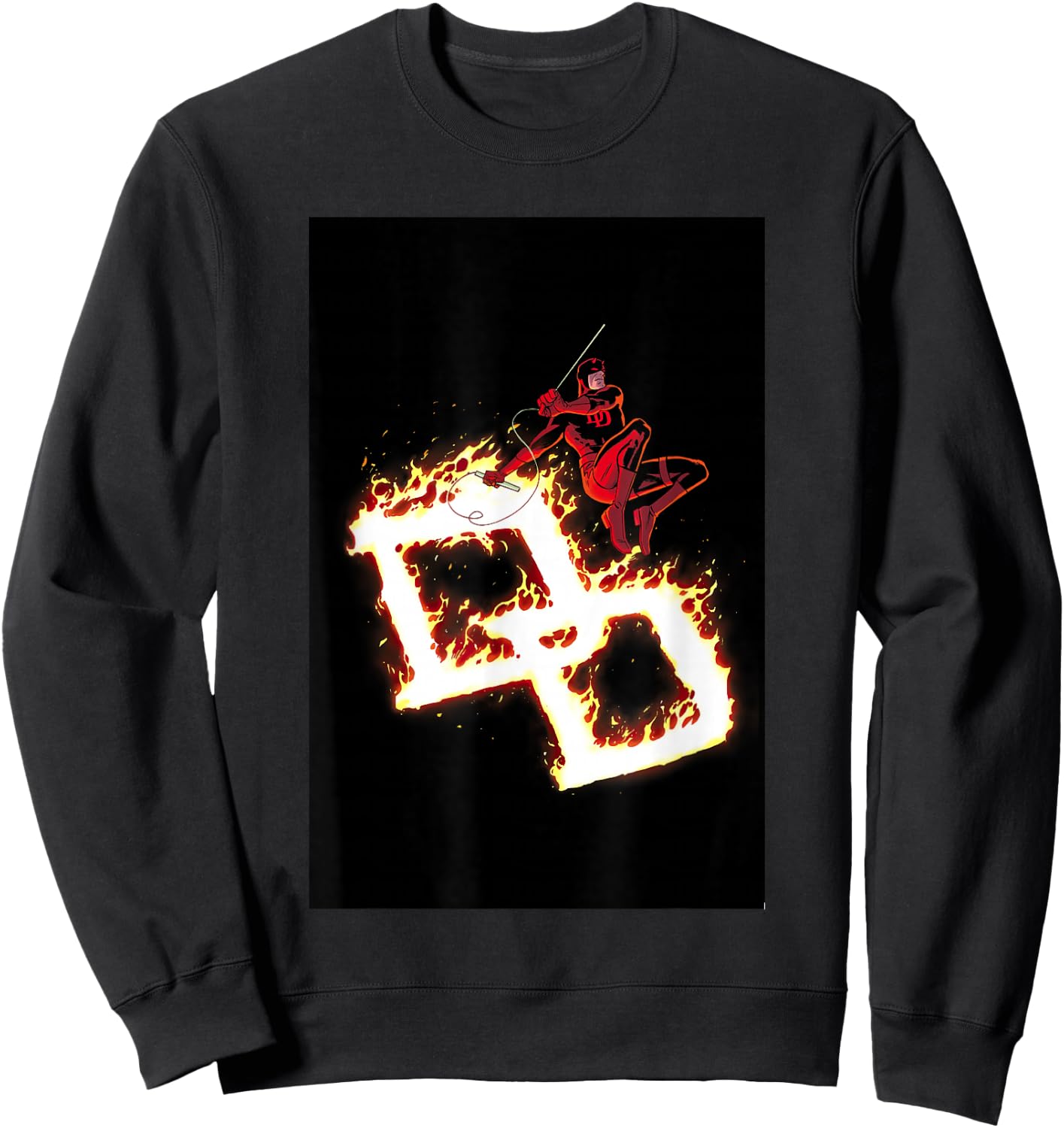 Marvel Comics Retro Classic Daredevil DD On Fire Logo Sweatshirt - Sweatshirt | Black