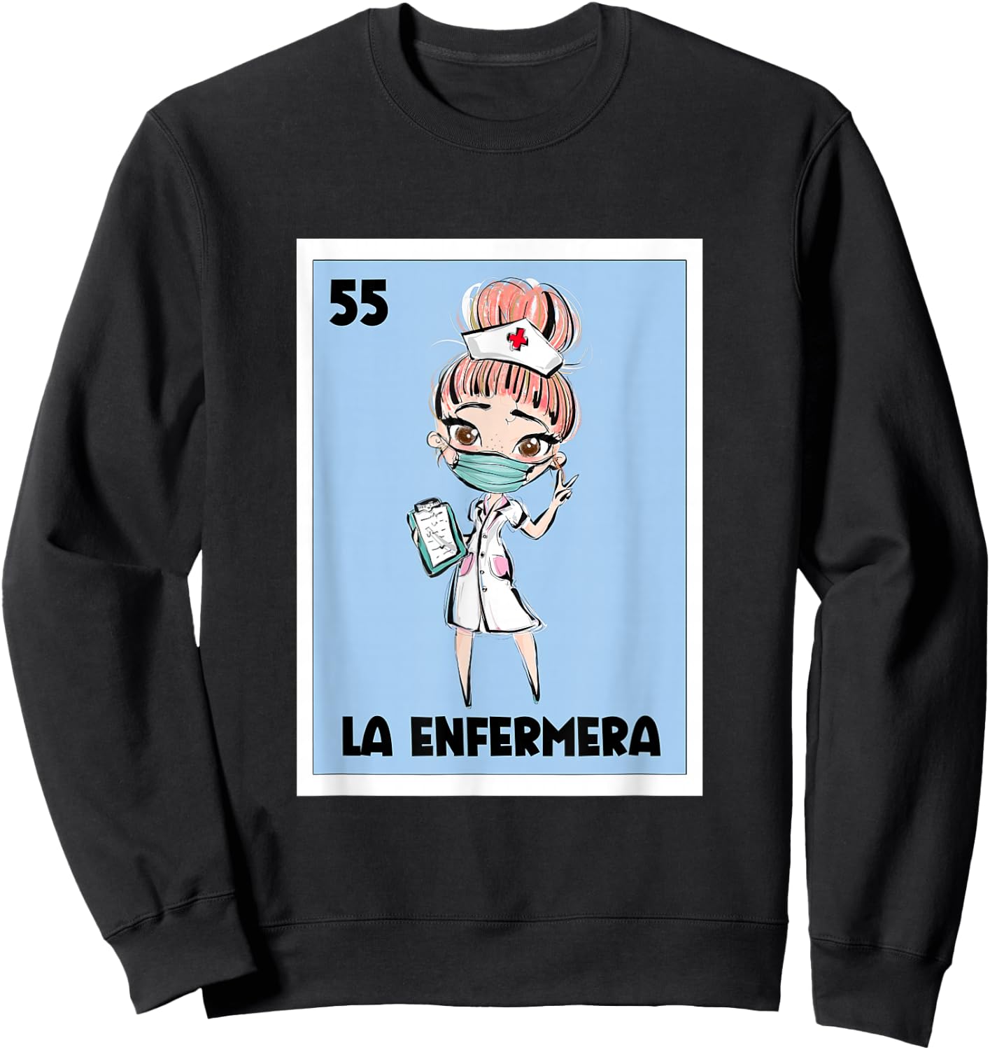 La Enfermera Mexican Bingo Card The Nurse Nursing Spanish Sweatshirt - Sweatshirt | Black