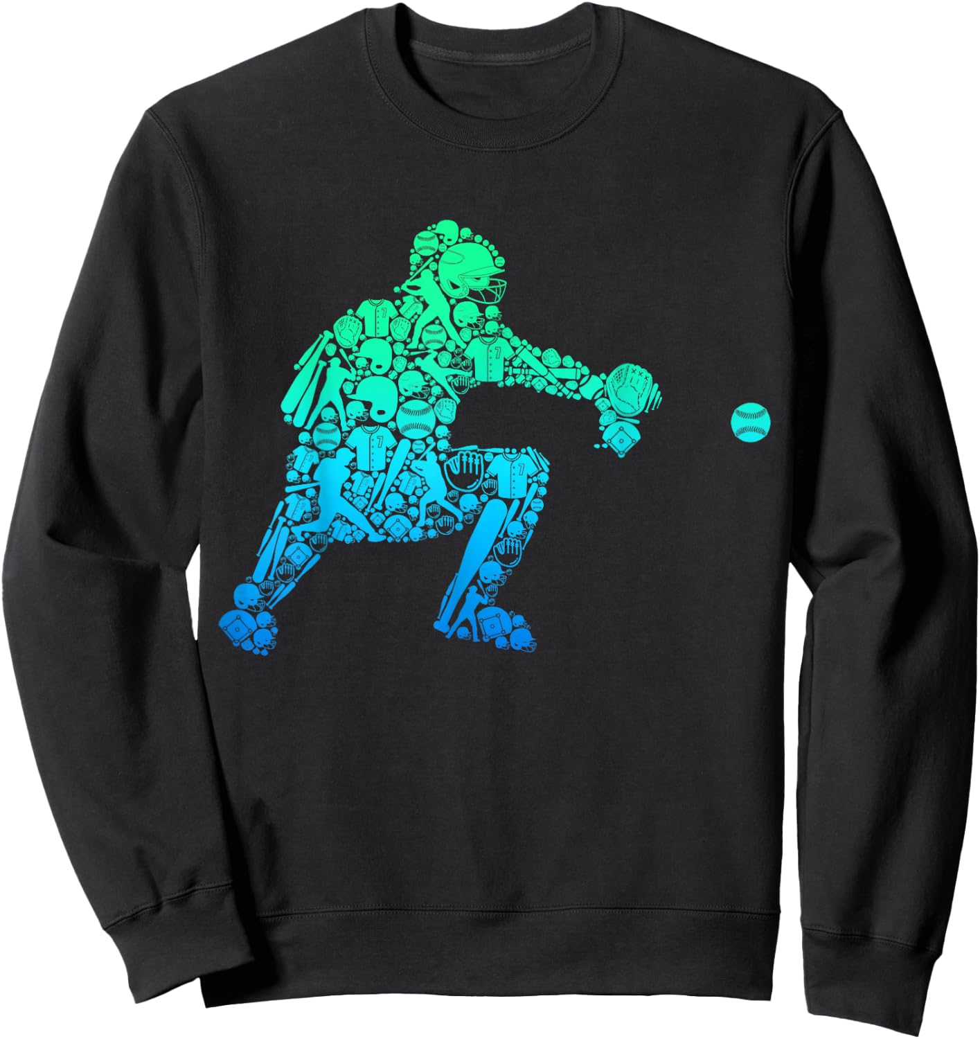 Baseball Catcher Player Youth Men Kids Boys Sweatshirt - Sweatshirt | Black