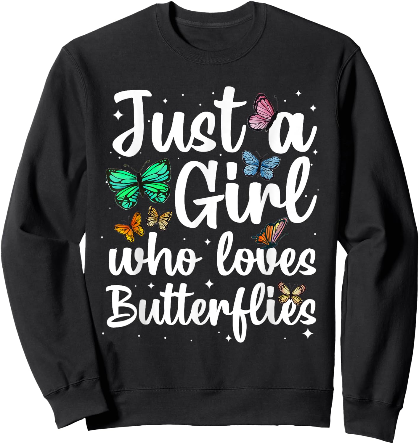 Cute Butterfly Art Girls Monarch Butterfly Lovers Sweatshirt - Sweatshirt | Black