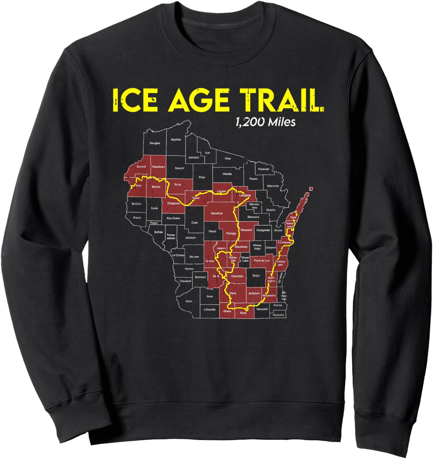 Ice Age Trail Wisconsin Long-Distance Hiking Scenic Trail Sweatshirt - Sweatshirt | Black