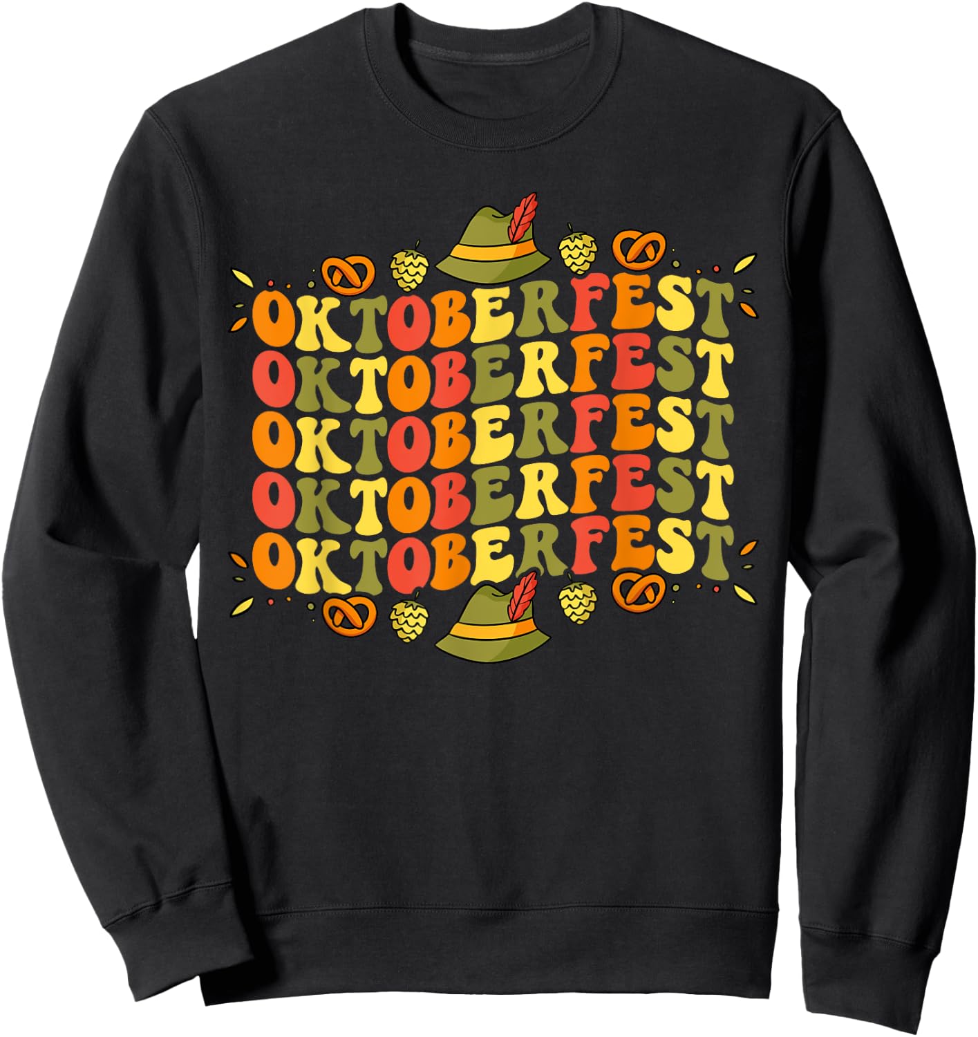 Oktoberfest Retro Groovy German Things Bavarian Festival Sweatshirt - Sweatshirt | Black