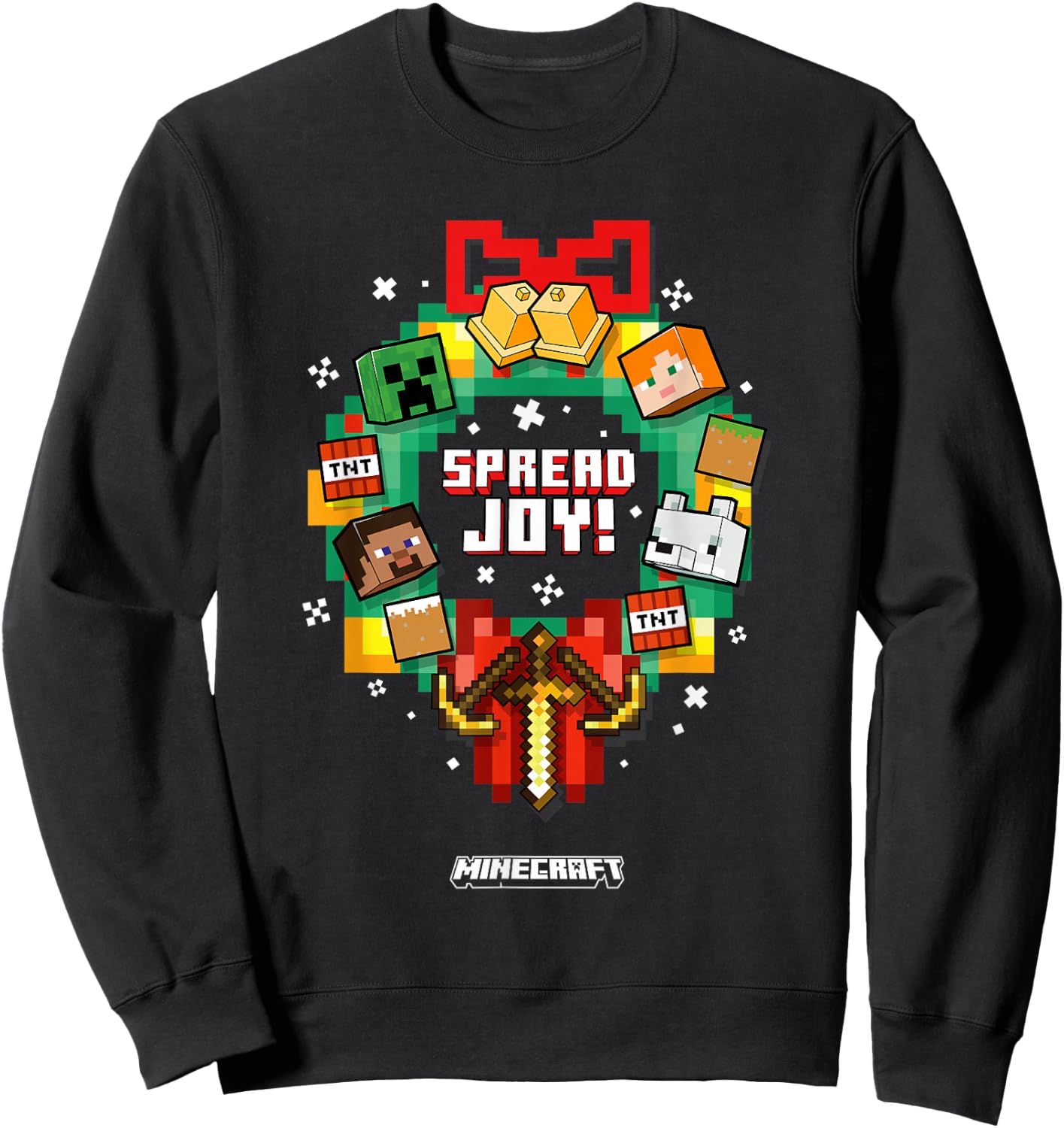 Minecraft Christmas Spread Joy! Xmas Crown Group Shot Sweatshirt - Sweatshirt | Black