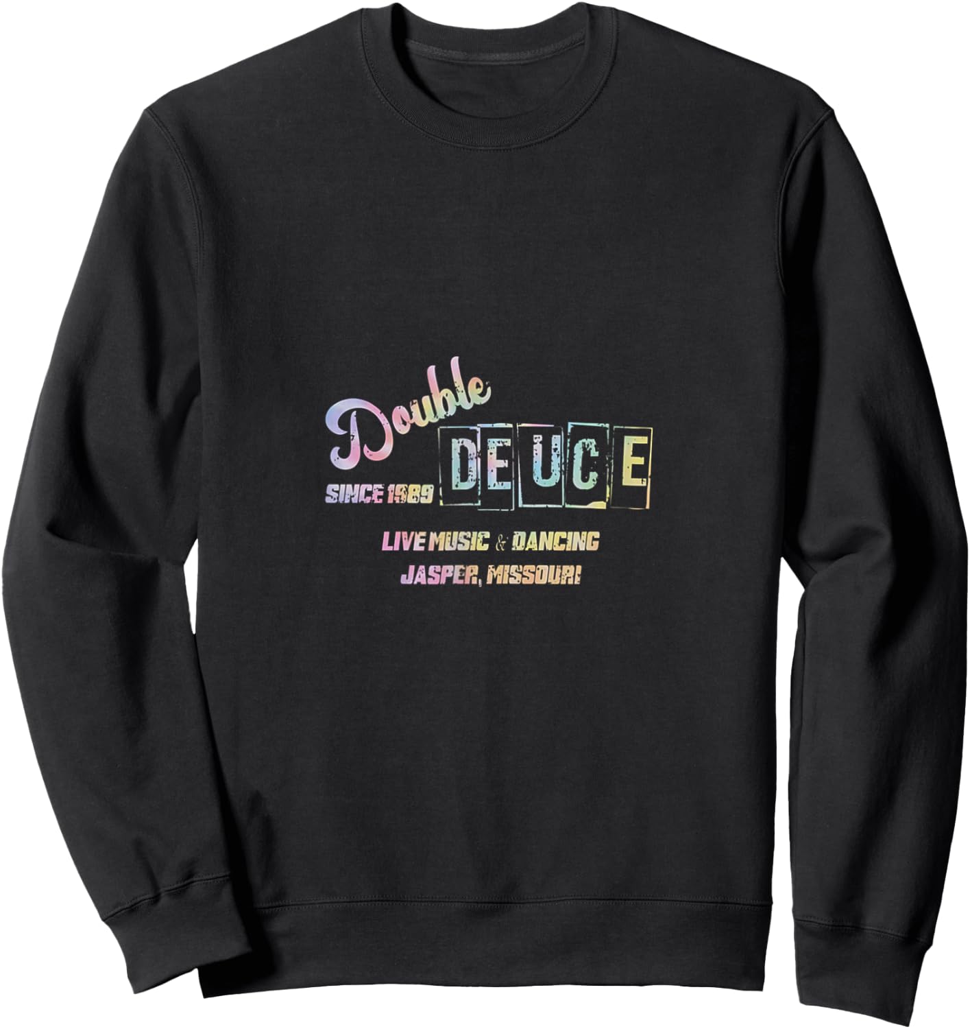 Retro 80s Double Deuce Roadhouse Tie Dye Sweatshirt - Sweatshirt | Black
