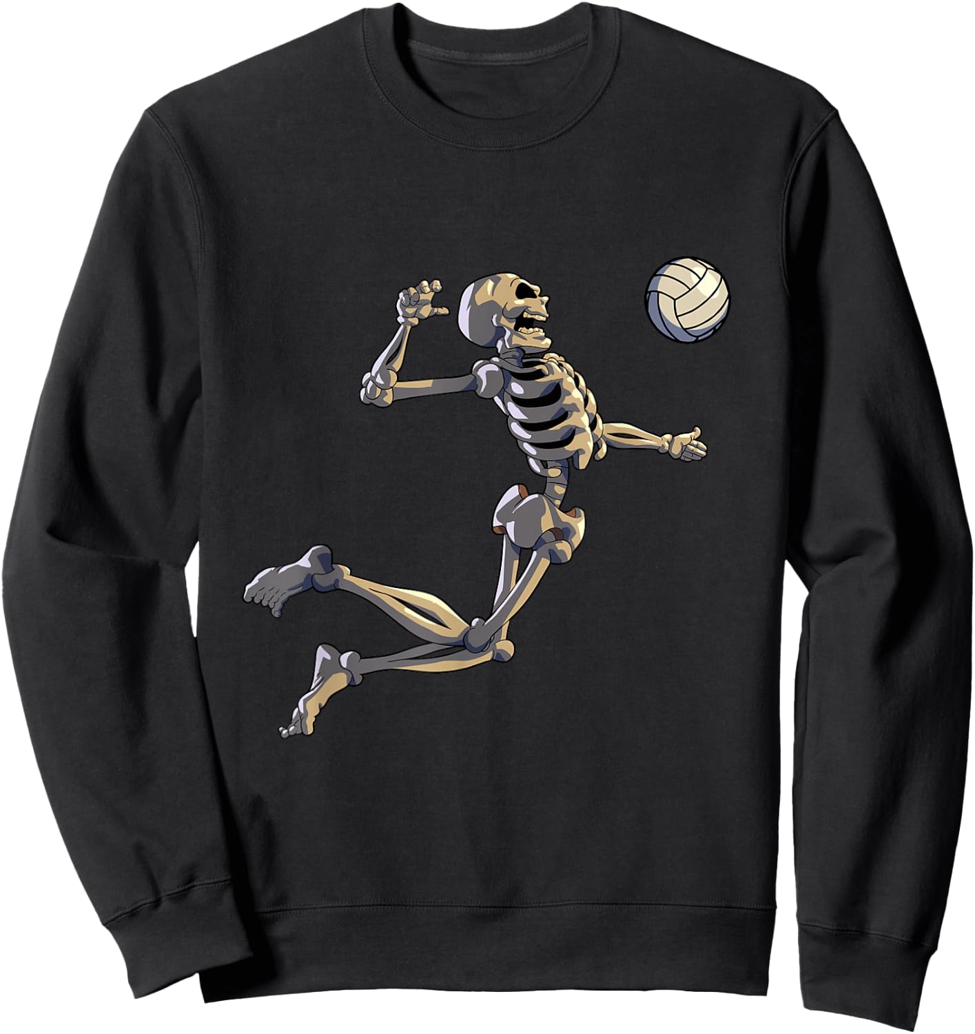 Volleyball Skeleton Women Men Volleyball Player Halloween Sweatshirt - Sweatshirt | Black