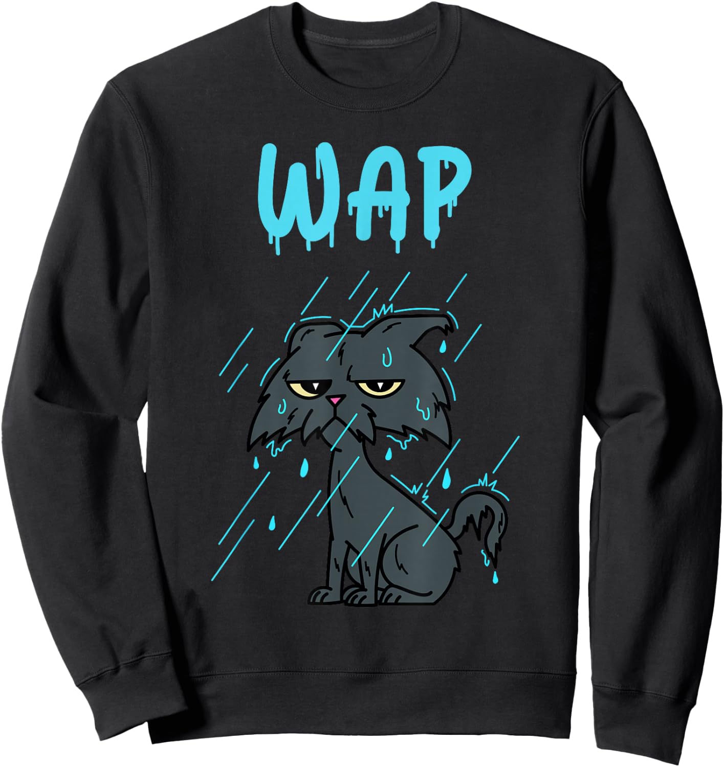 Wet Cat – WAP – with Kitty in The Rain Sweatshirt - Sweatshirt | Black