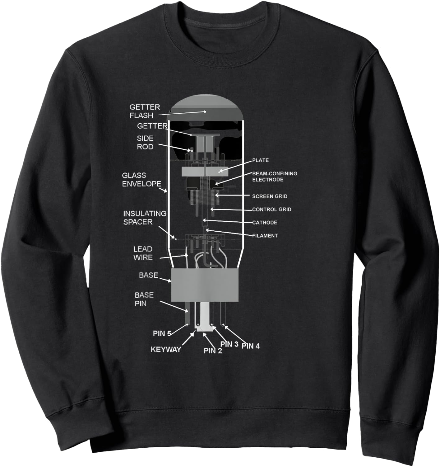 SolPrint 6L6 Vacuum Tube Diagram Design Top Guitarist Sweatshirt - Sweatshirt | Black