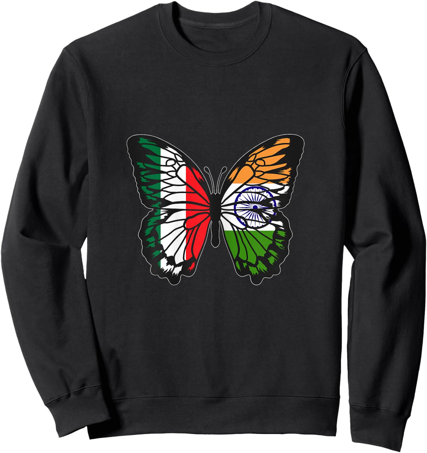 India and Italy Mix Butterfly Half Italian Indian Roots Sweatshirt - Sweatshirt | Black