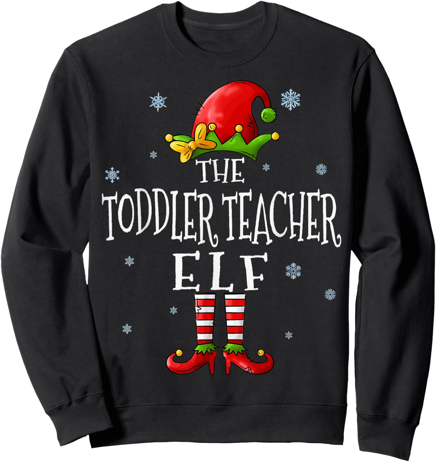 The Toddler Teacher Elf Squad Xmas Groupe Matching Christmas Sweatshirt - Sweatshirt | Black