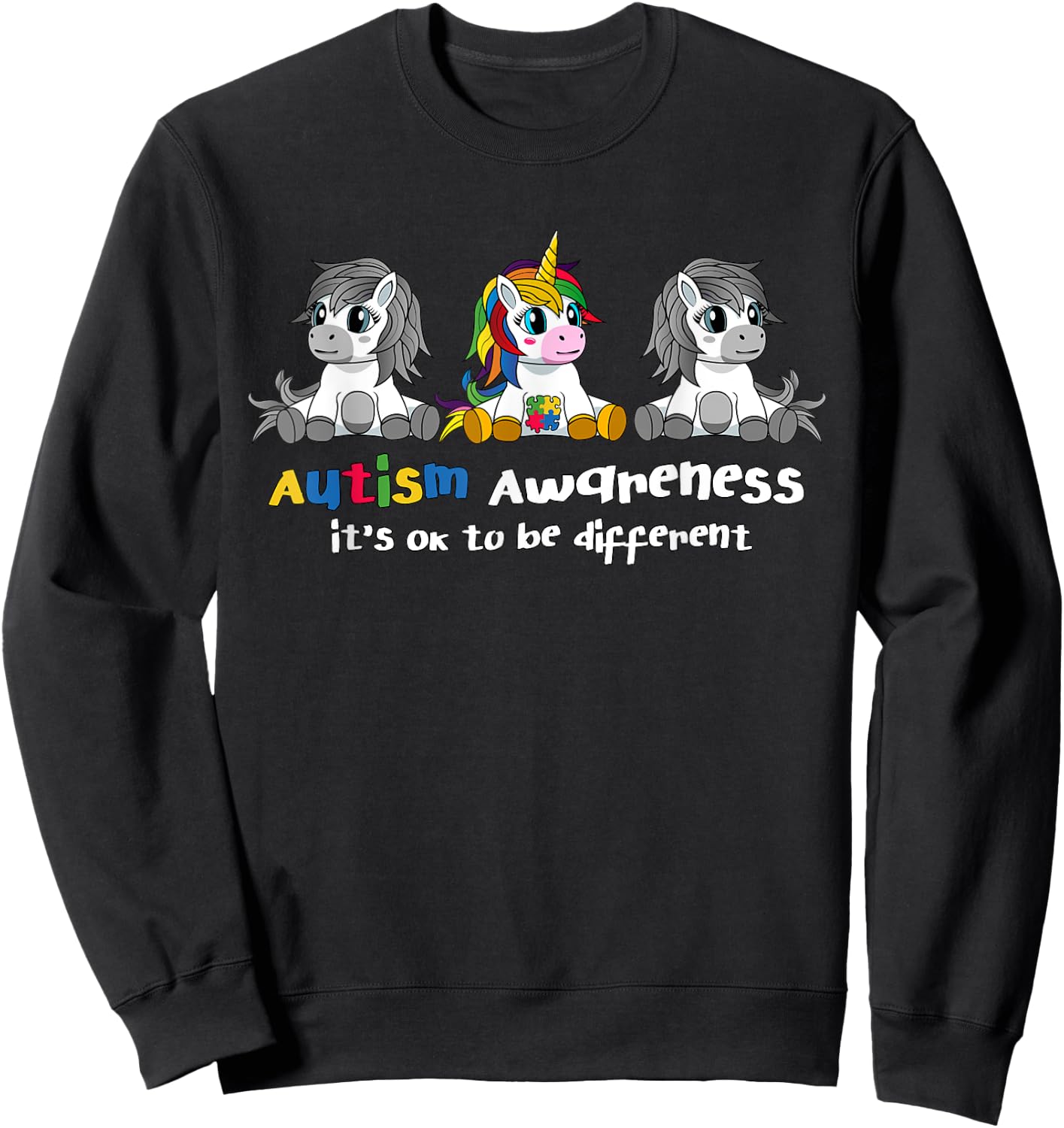 Autism Awareness Shirt - It's OK To Be Different Women Sweatshirt - Sweatshirt | Black