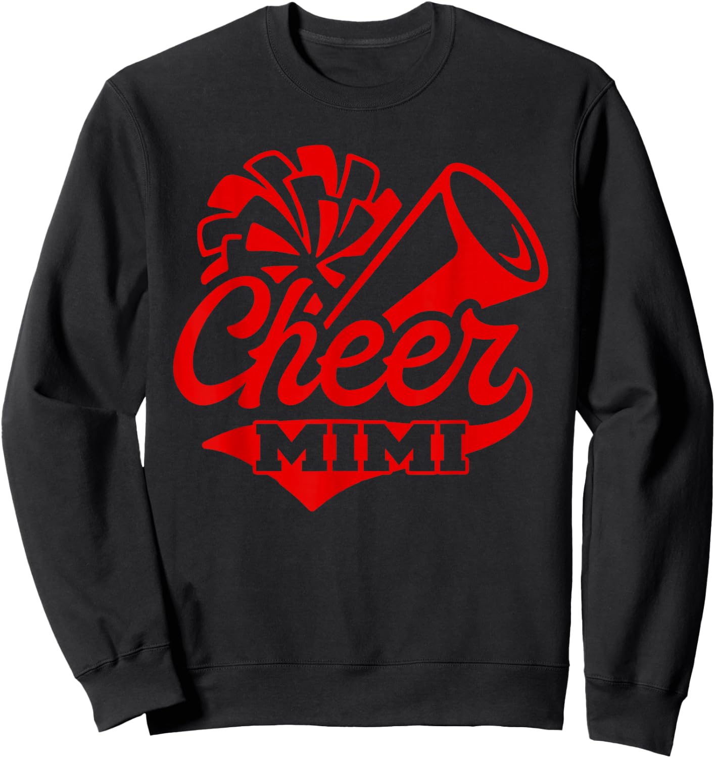 Cheer Mimi Biggest Fan Black And Red Pom Pom Sweatshirt - Sweatshirt | Black