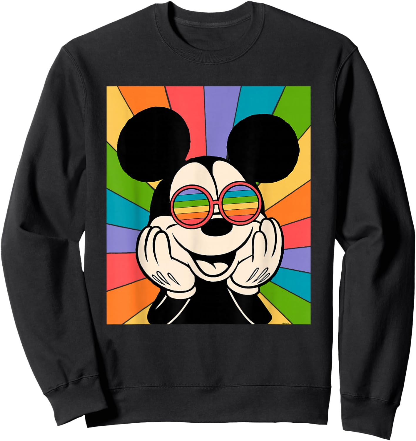 Disney Mickey Mouse Sun Burst Retro Small Sweatshirt - Sweatshirt | Black