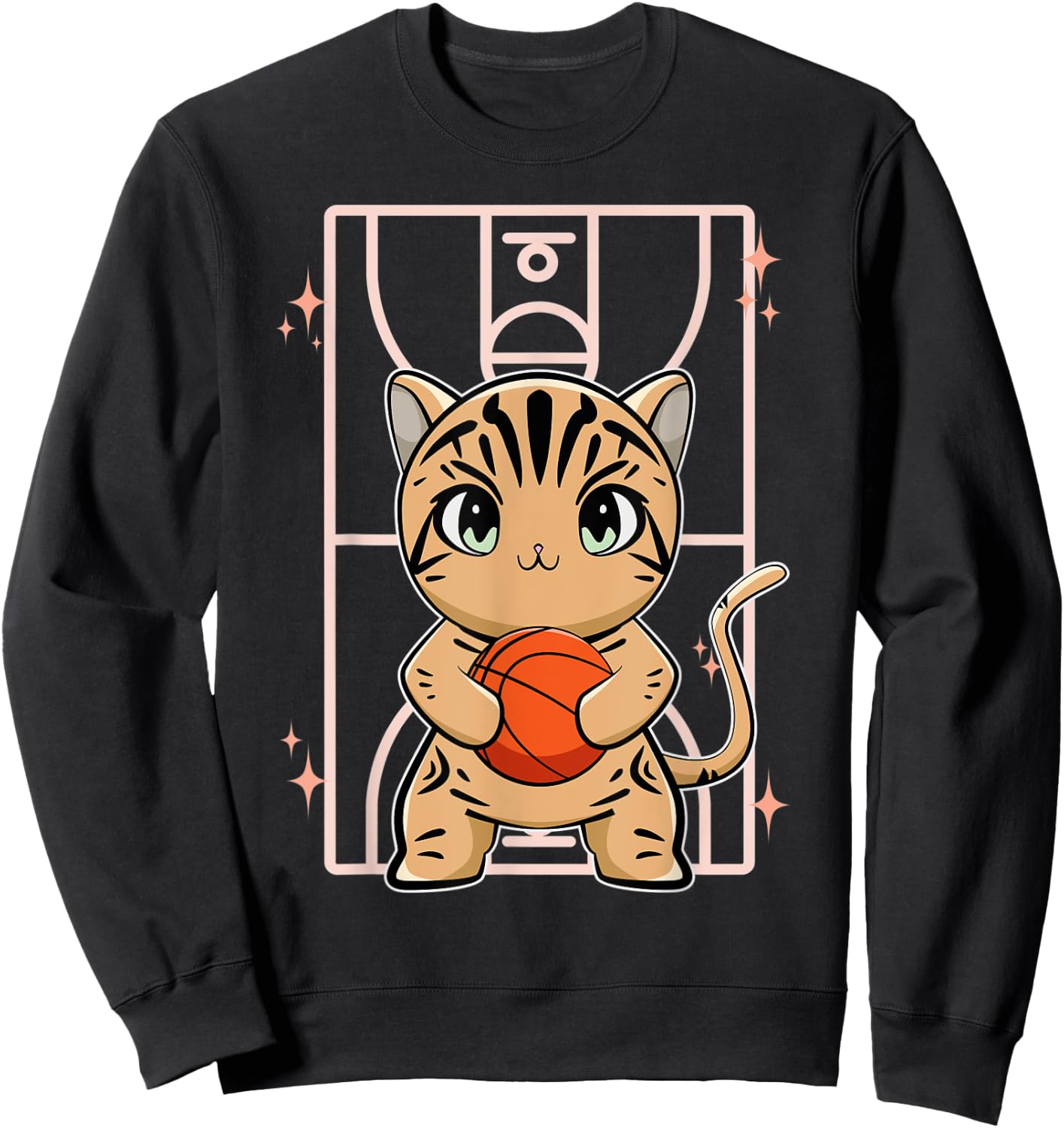 American Shorthair Cat With Basketball Men Women Kids Sweatshirt - Sweatshirt | Black