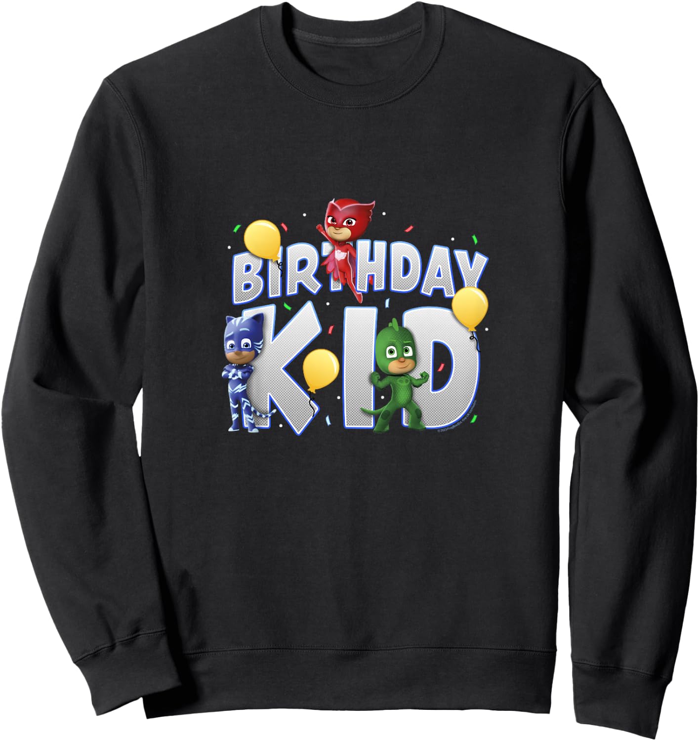 Kids PJ Masks Birthday Kid Catboy Owlette & Gekko Youth Sweatshirt - Sweatshirt | Black