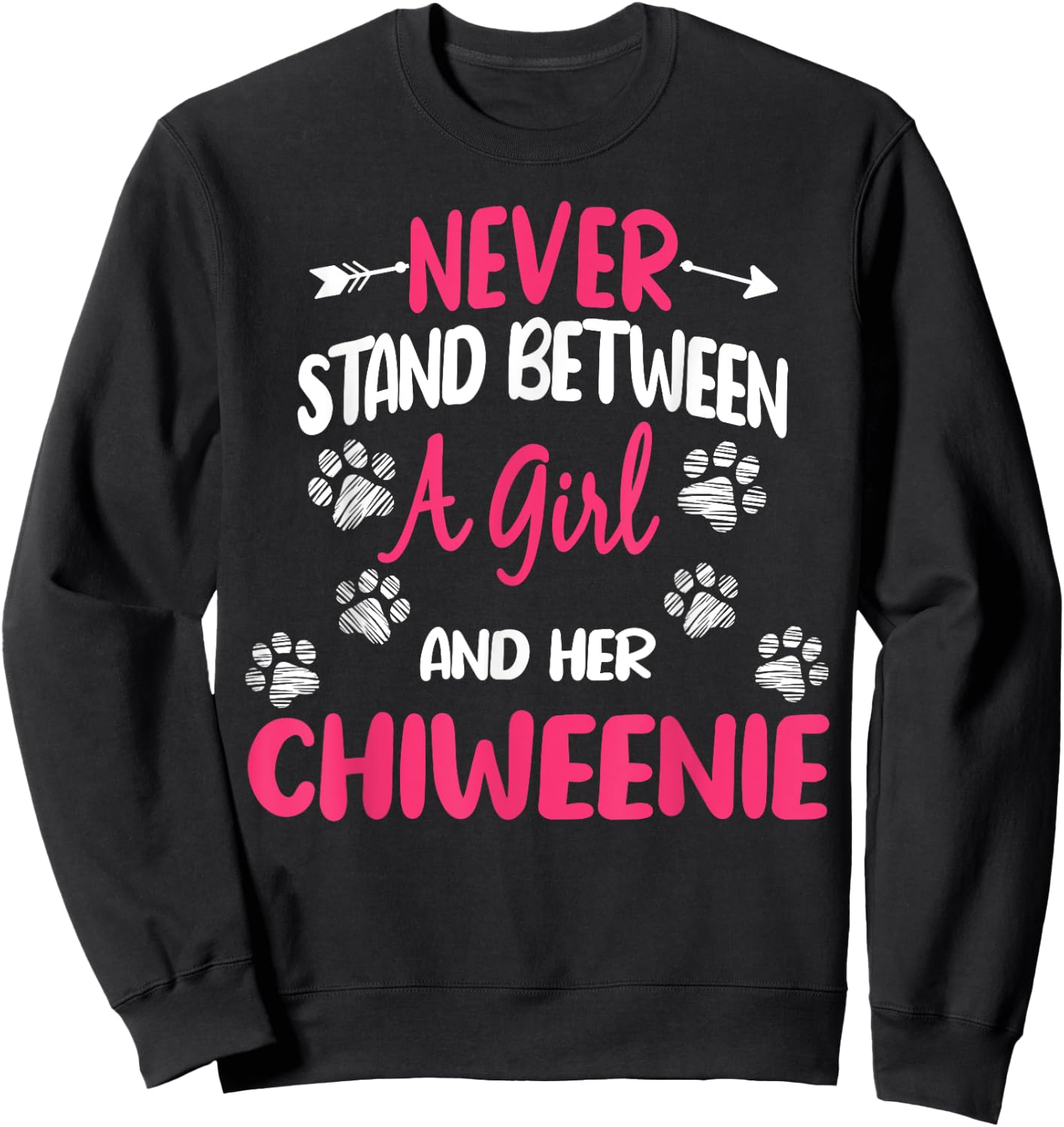 Never Stand Between A Girl And Her Chiweenie Dog Lover Sweatshirt - Sweatshirt | Black