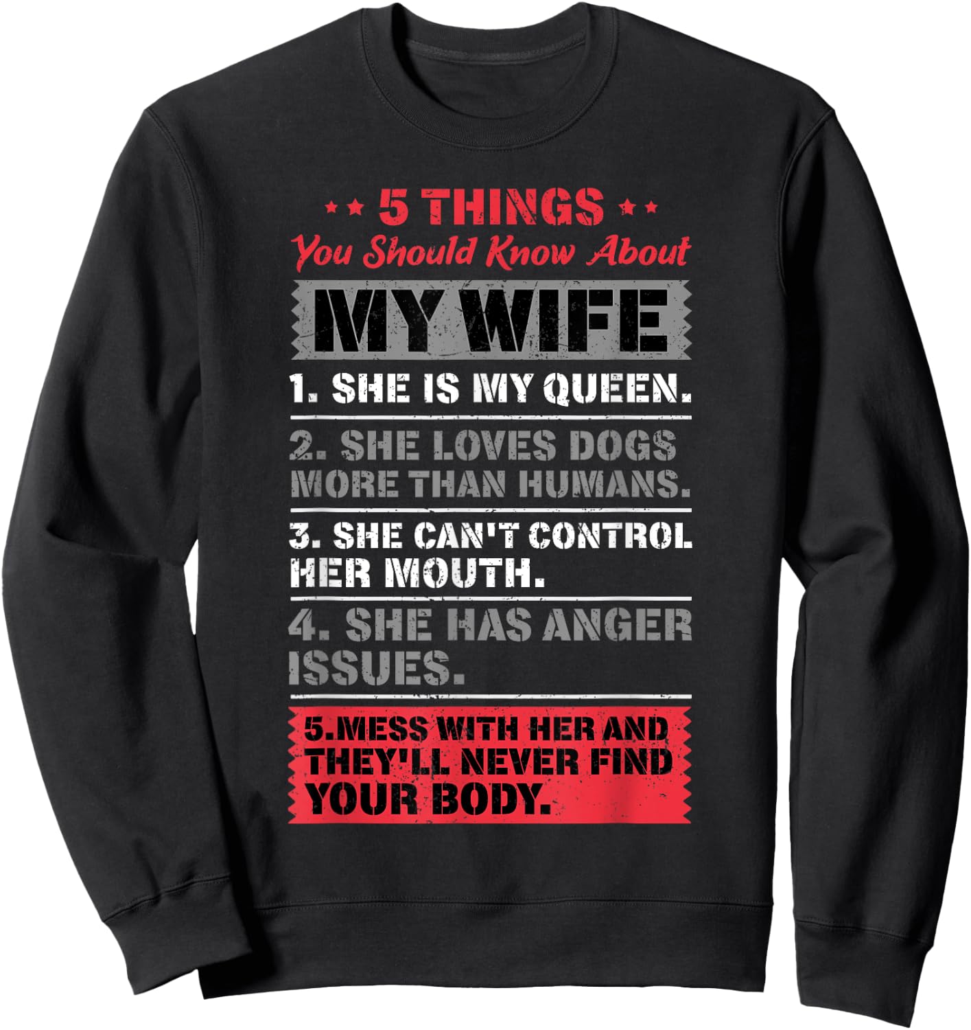 5 Things You Should Know About My Wife Husband Giftidea Sweatshirt - Sweatshirt | Black