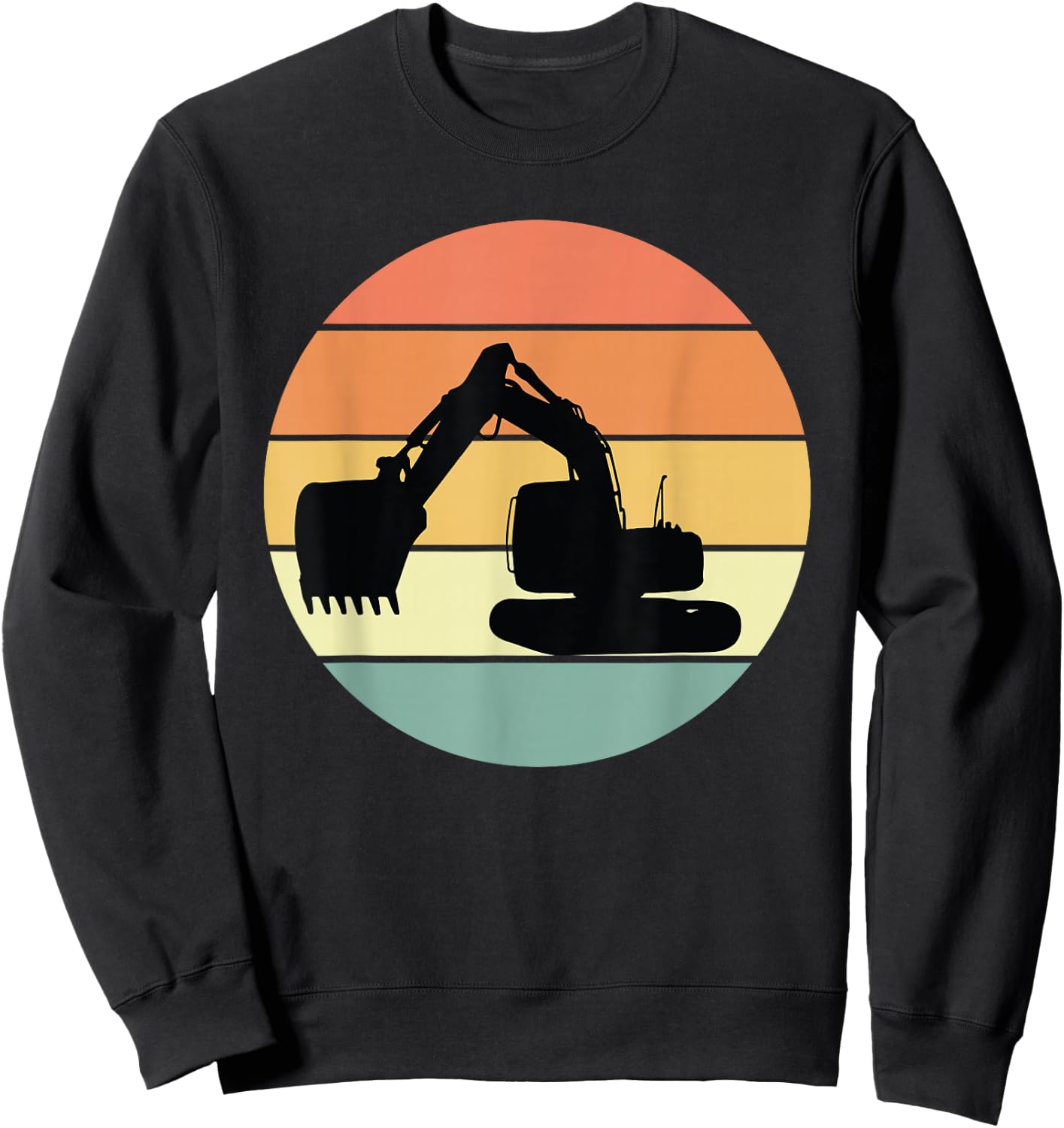 Retro Excavator Apparel Heavy Construction Equipment Sweatshirt - Sweatshirt | Black