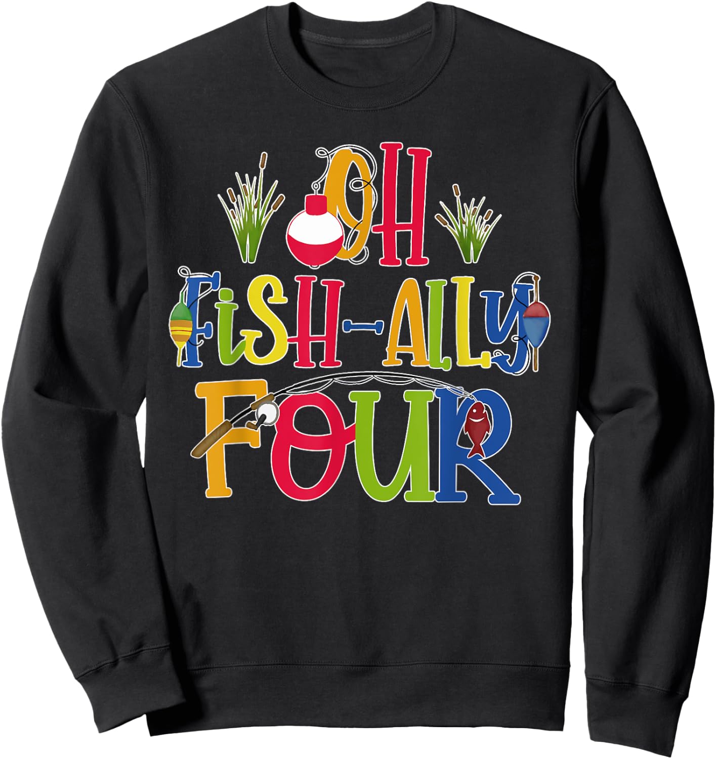 Oh Fish Ally Four Birthday Boy Outfit 4 Year Old 4th Bday Sweatshirt - Sweatshirt | Black