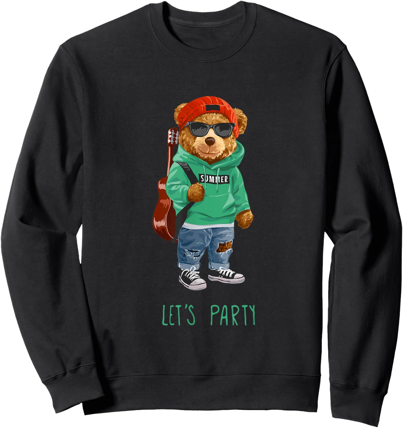 Stay Childish Let's Party, Funny Boys Girls Teddy Bear Style Sweatshirt - Sweatshirt | Black