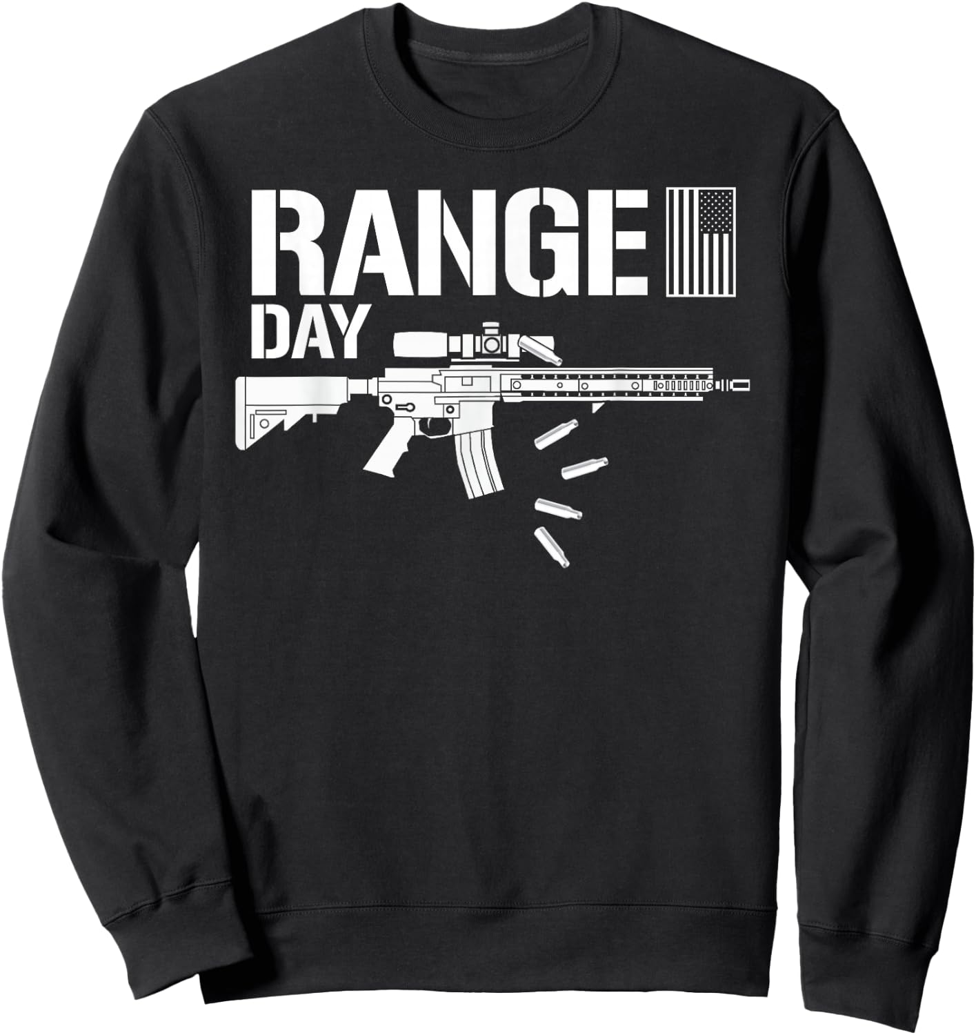 Military Rifle Range Day American Flag Bullet Semi Automatic Women Men Sweatshirt - Sweatshirt | Black