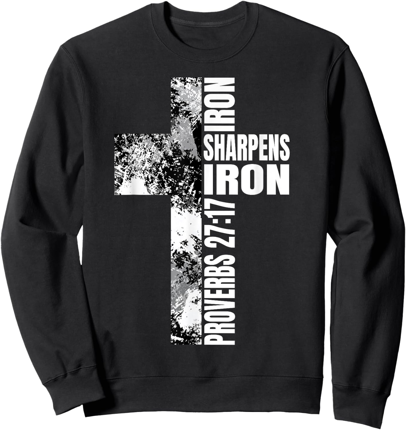 Black White Cross Iron Sharpens Iron Verse Christian Couples Sweatshirt - Sweatshirt | Black
