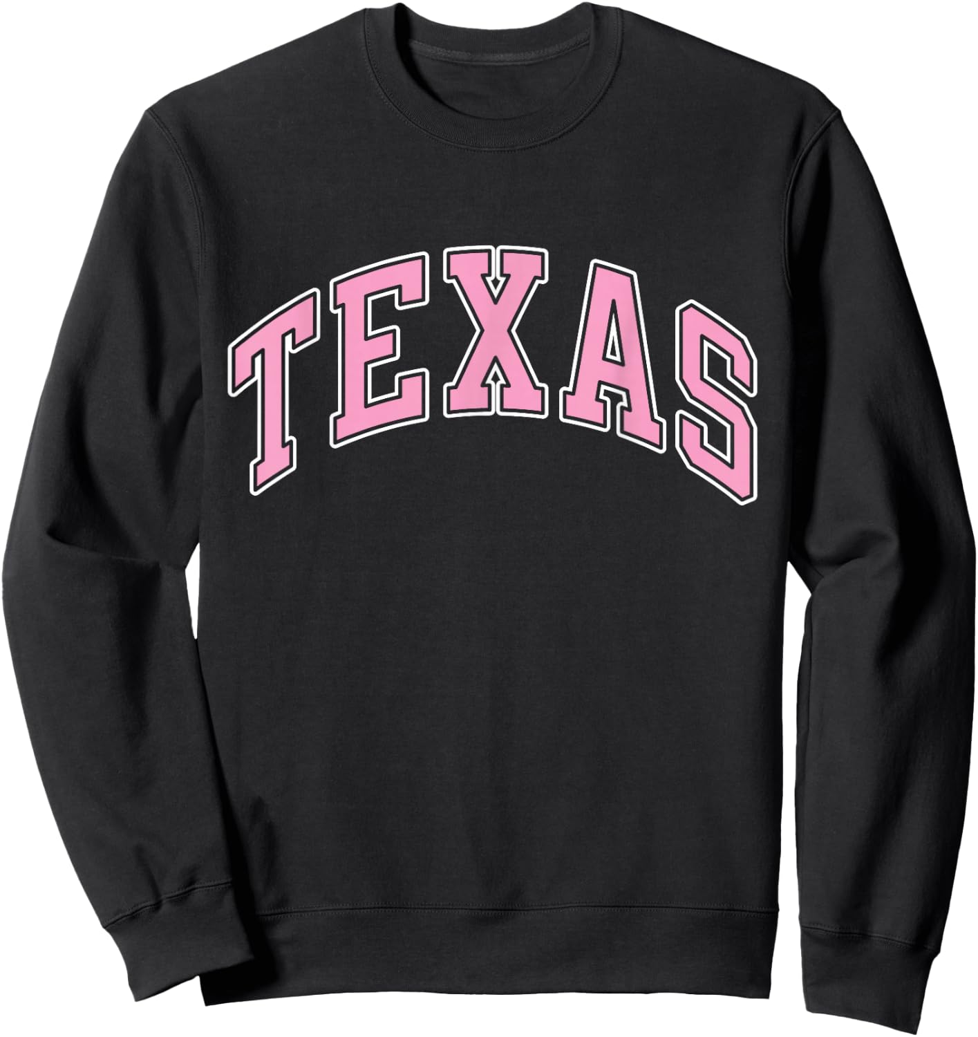 Texas Varsity Style Pink Text Sweatshirt - Sweatshirt | Black