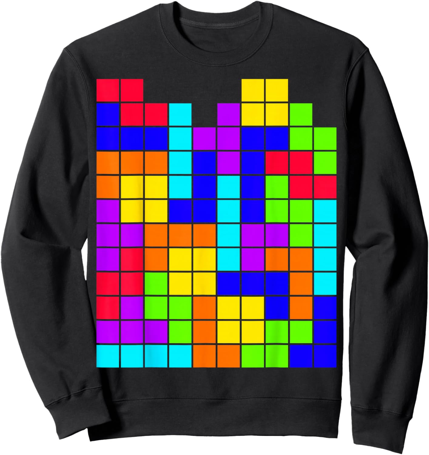 Nerdy Tetrominoes Block Puzzle Video Game Math Teacher Geek Sweatshirt - Sweatshirt | Black