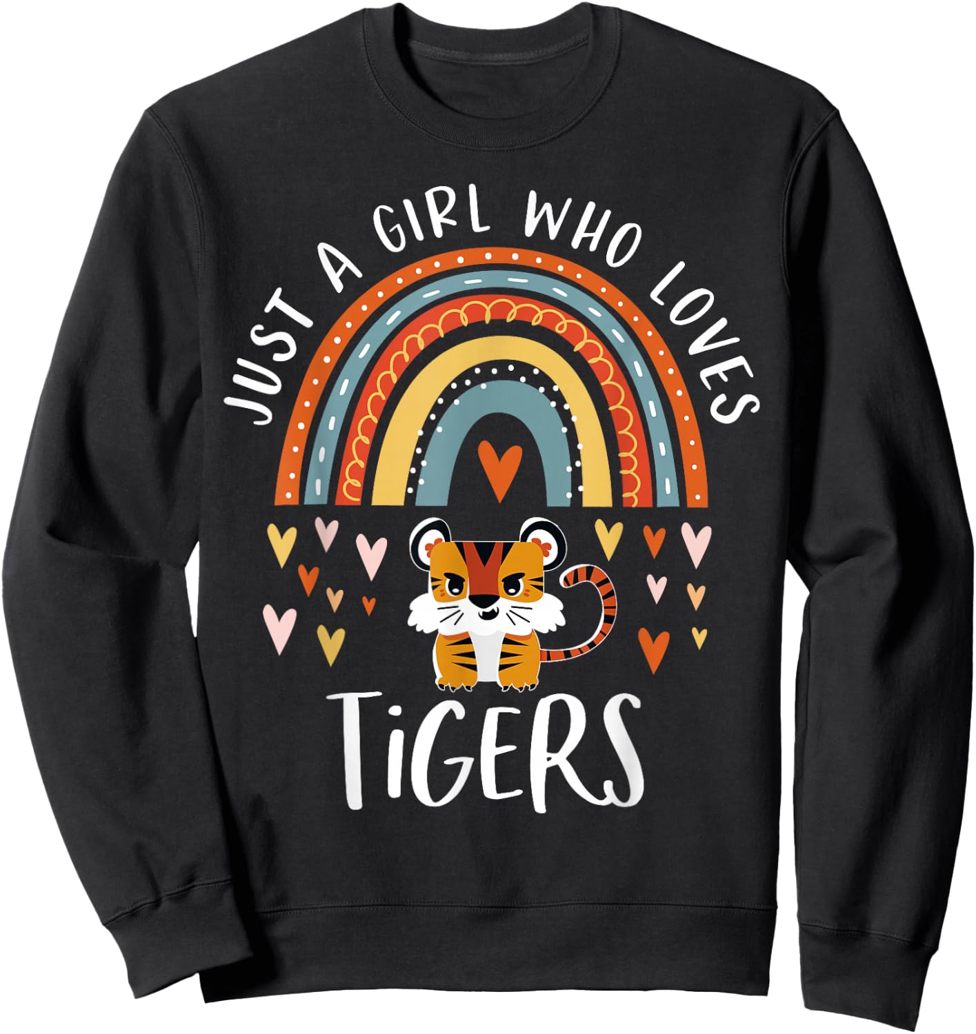 Just A Girl Who Loves Tigers Rainbow Gifts for Tiger Lover Small Sweatshirt - Sweatshirt | Black