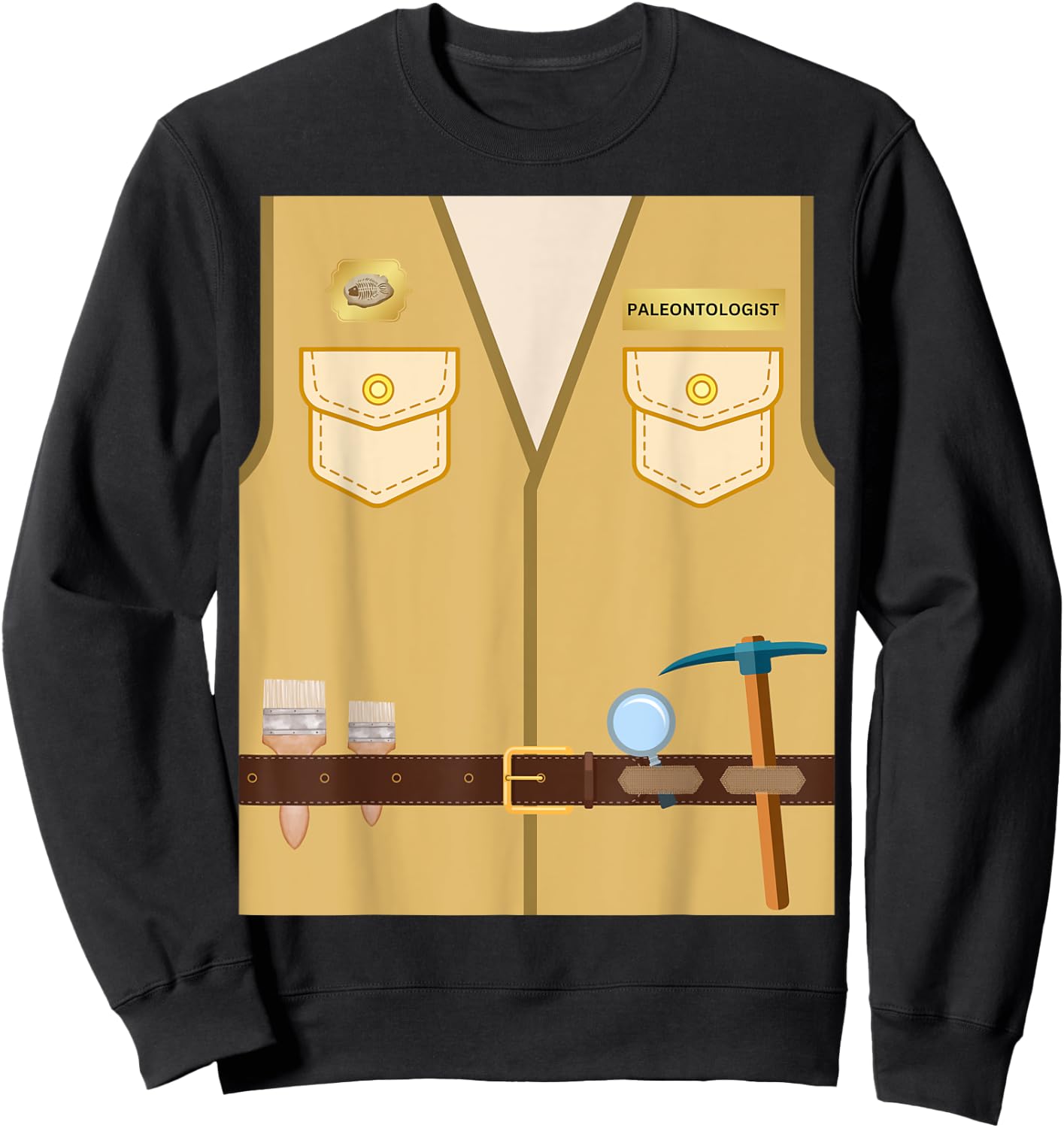 Adult Kids Halloween Paleontologist Dinosaur Hunter Costume Sweatshirt - Sweatshirt | Black