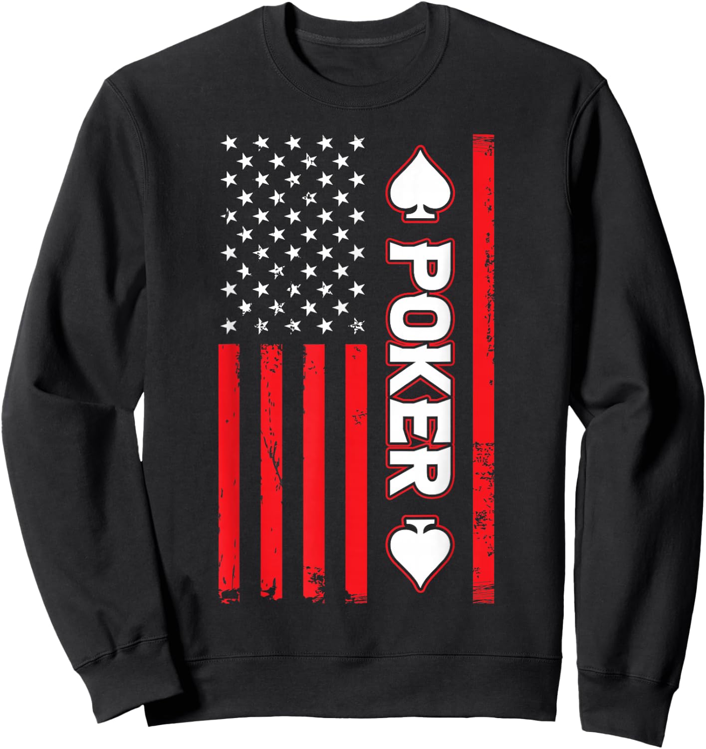 Poker USA United States American Flag Patriotic Sweatshirt - Sweatshirt | Black