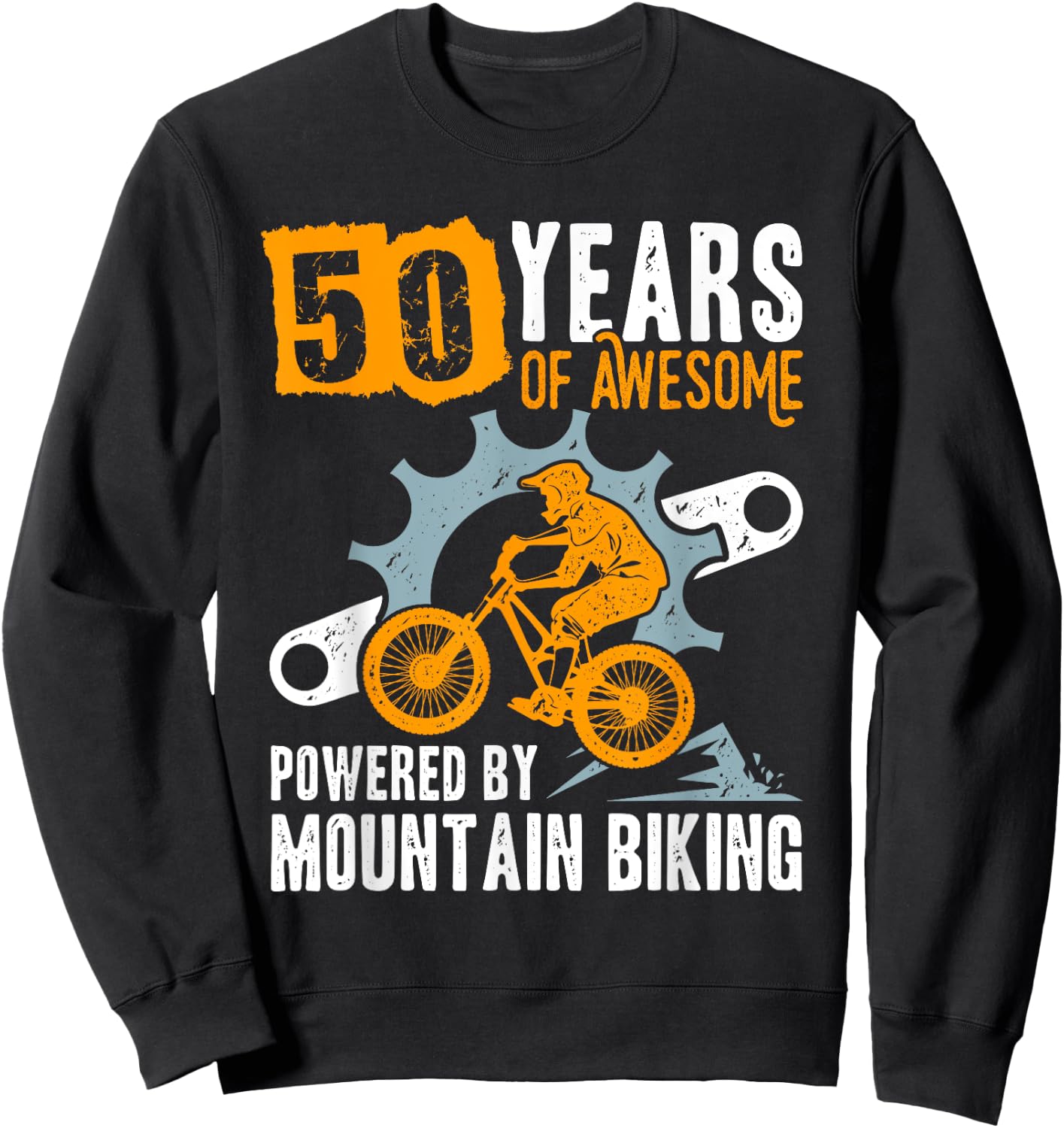 50th Birthday 50 Years of Awesome Mountain Biking MTB 1973 Sweatshirt - Sweatshirt | Black
