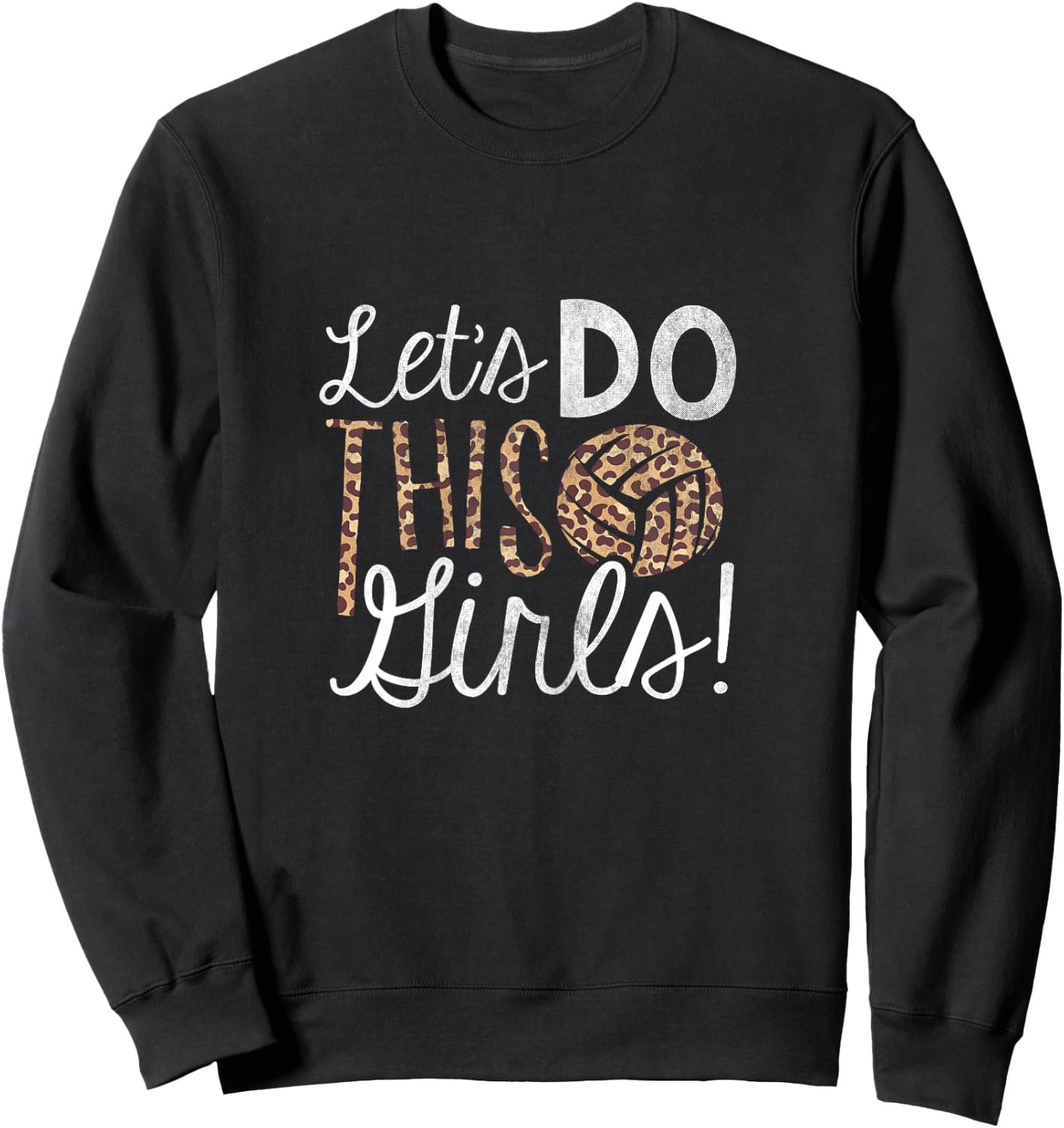 Volleyball Lover Leopard Pattern Women Girls Volleyball Sweatshirt - Sweatshirt | Black