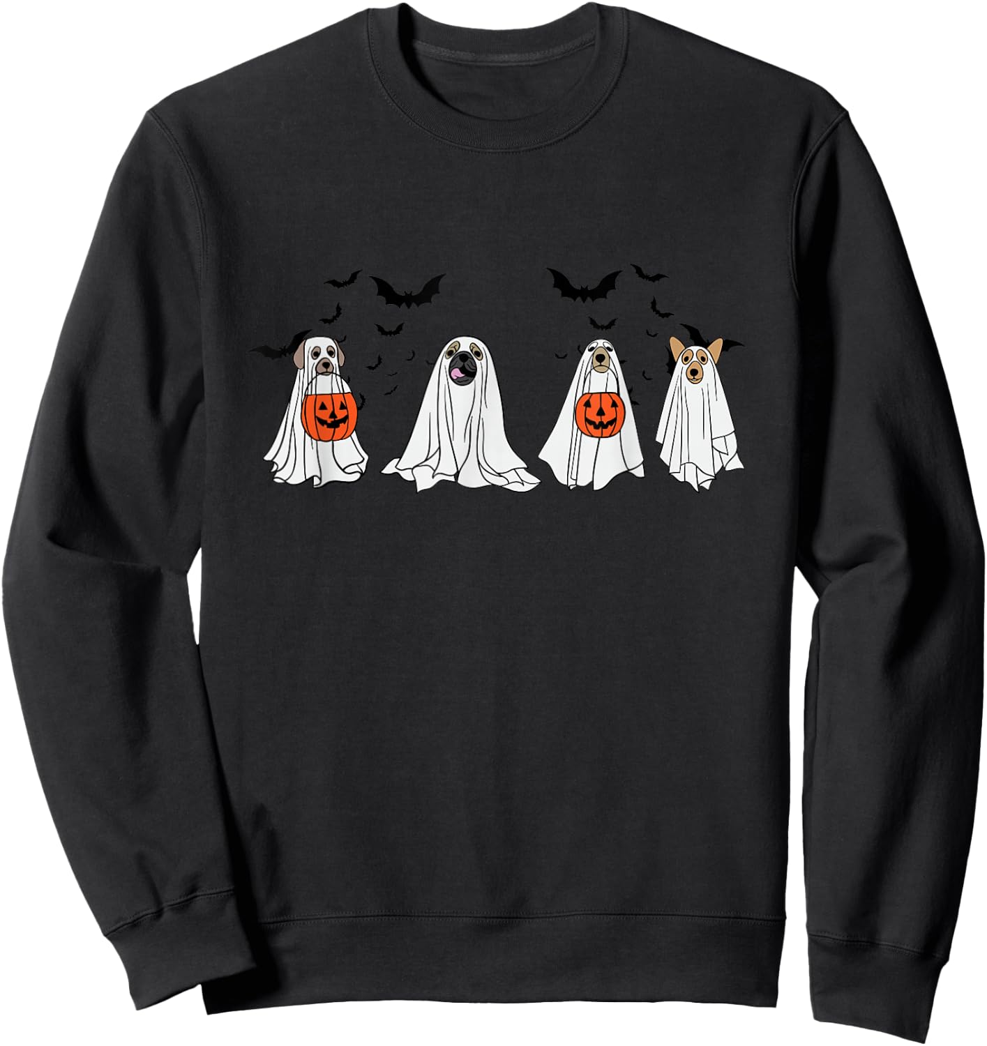 Cute Ghost Dog Halloween Men Women Sweatshirt - Sweatshirt | Black