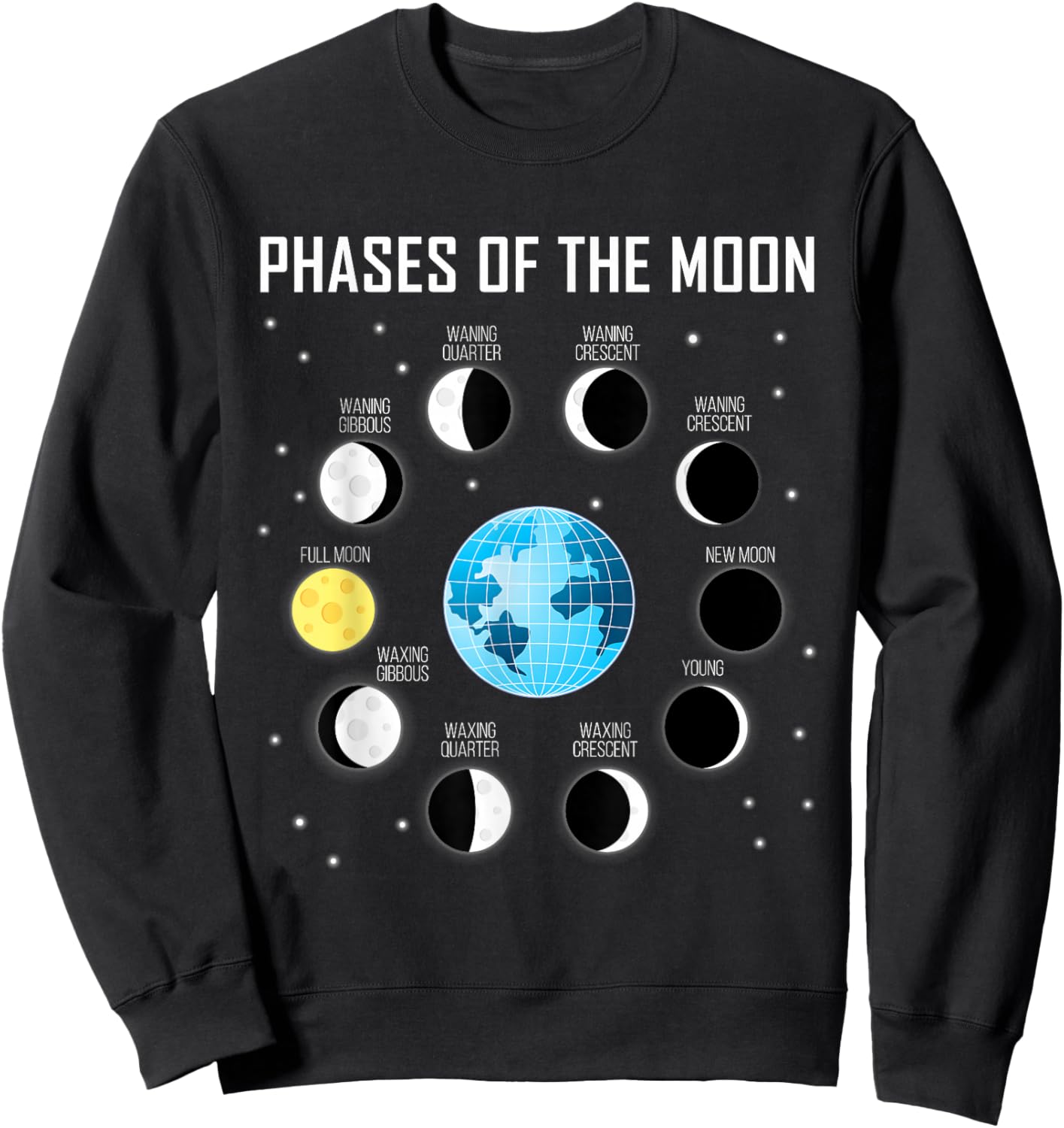 Phases of the Moon Shirt Moon Phase Shirt Space Sweatshirt - Sweatshirt | Black