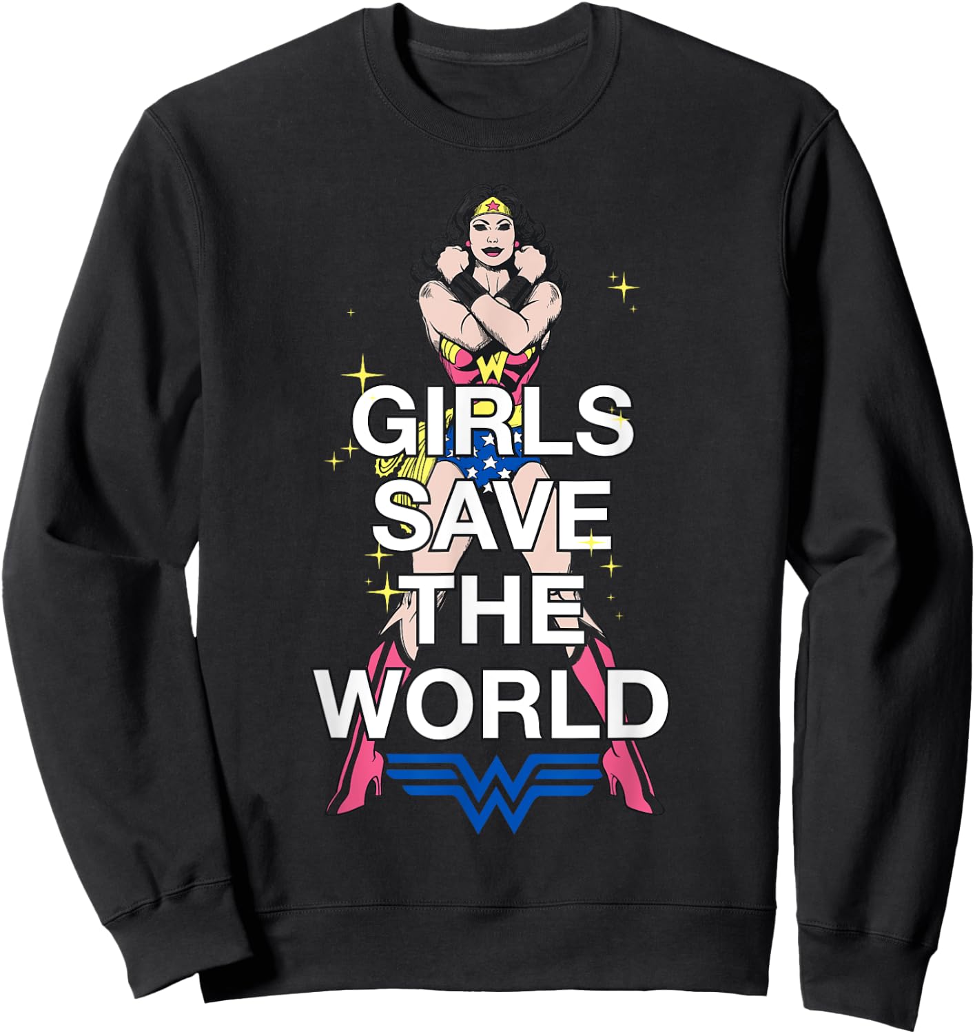 DC Wonder Woman Girls Save World Sweatshirt - Sweatshirt | Black