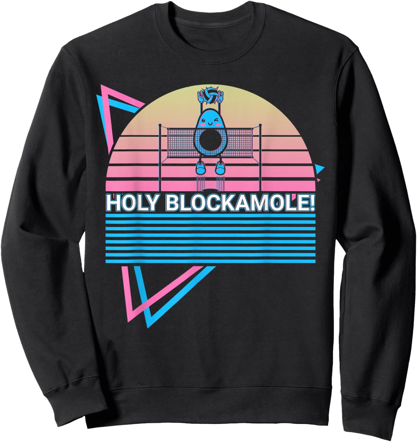 Volleyball Player Avocado Retro Holy Blockamole! Sweatshirt - Sweatshirt | Black