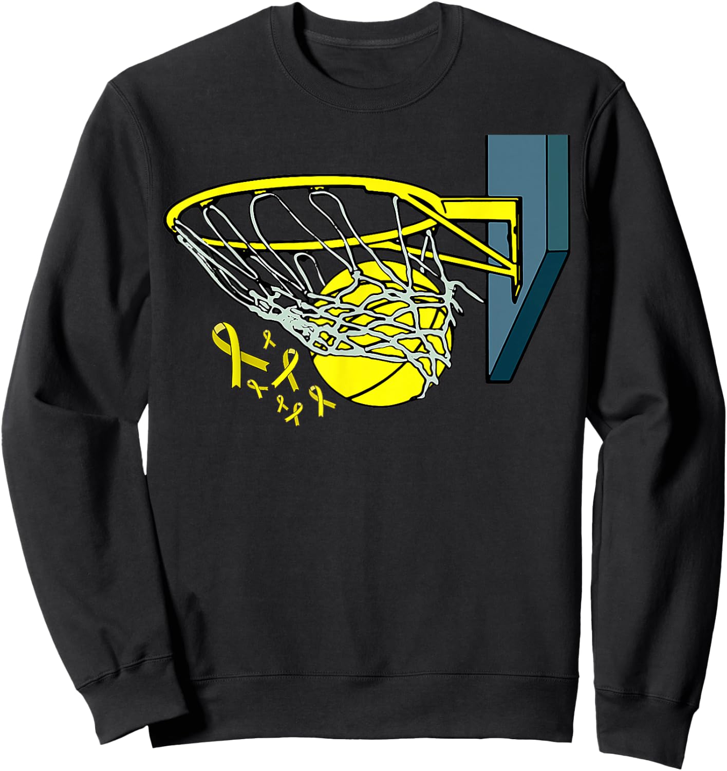 Basketball Player Yellow Ribbon Sarcoma Cancer Awareness Sweatshirt - Sweatshirt | Black