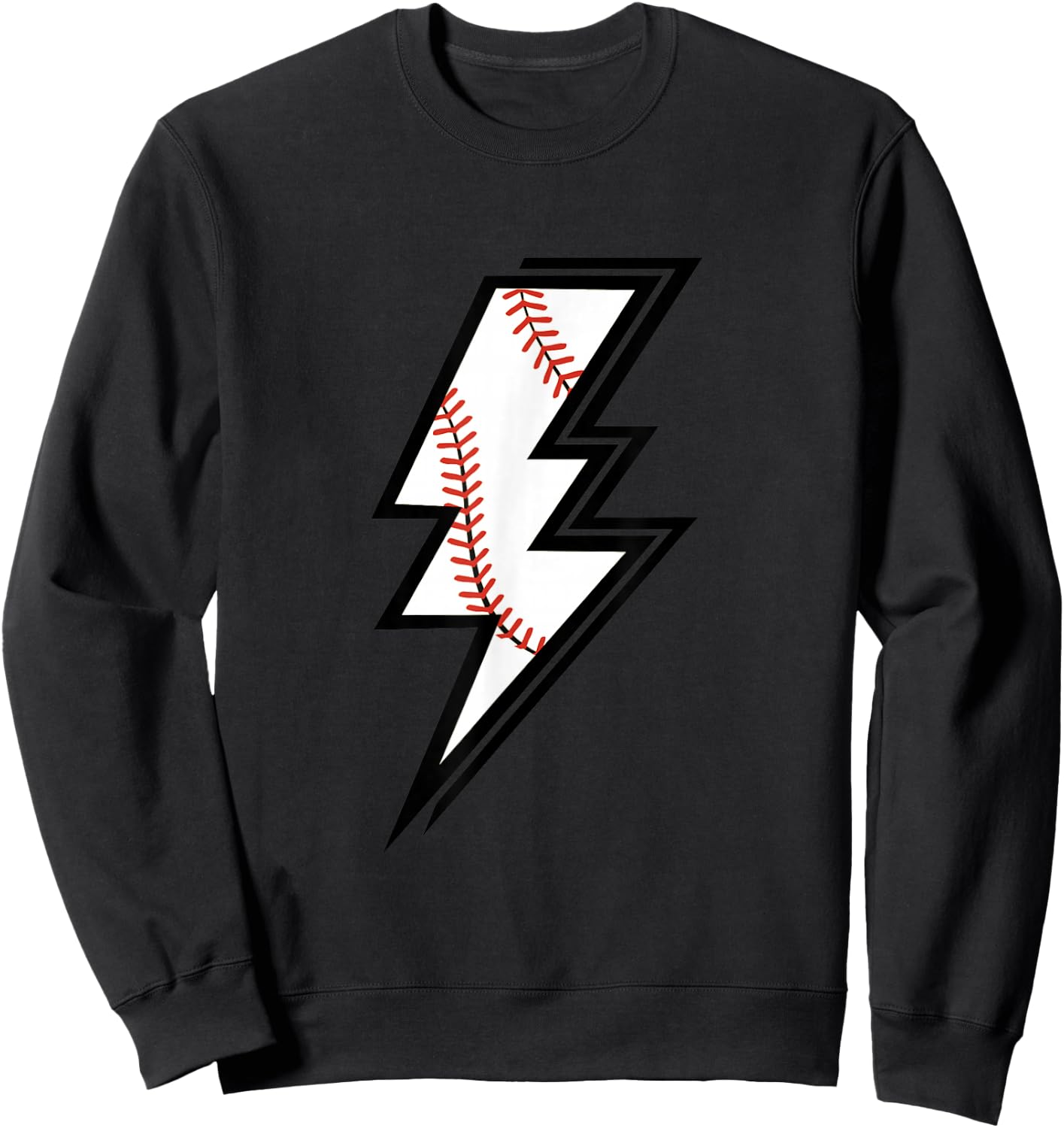 Baseball Lightning Bolt Baseball Mom Dad Game Day Sweatshirt - Sweatshirt | Black