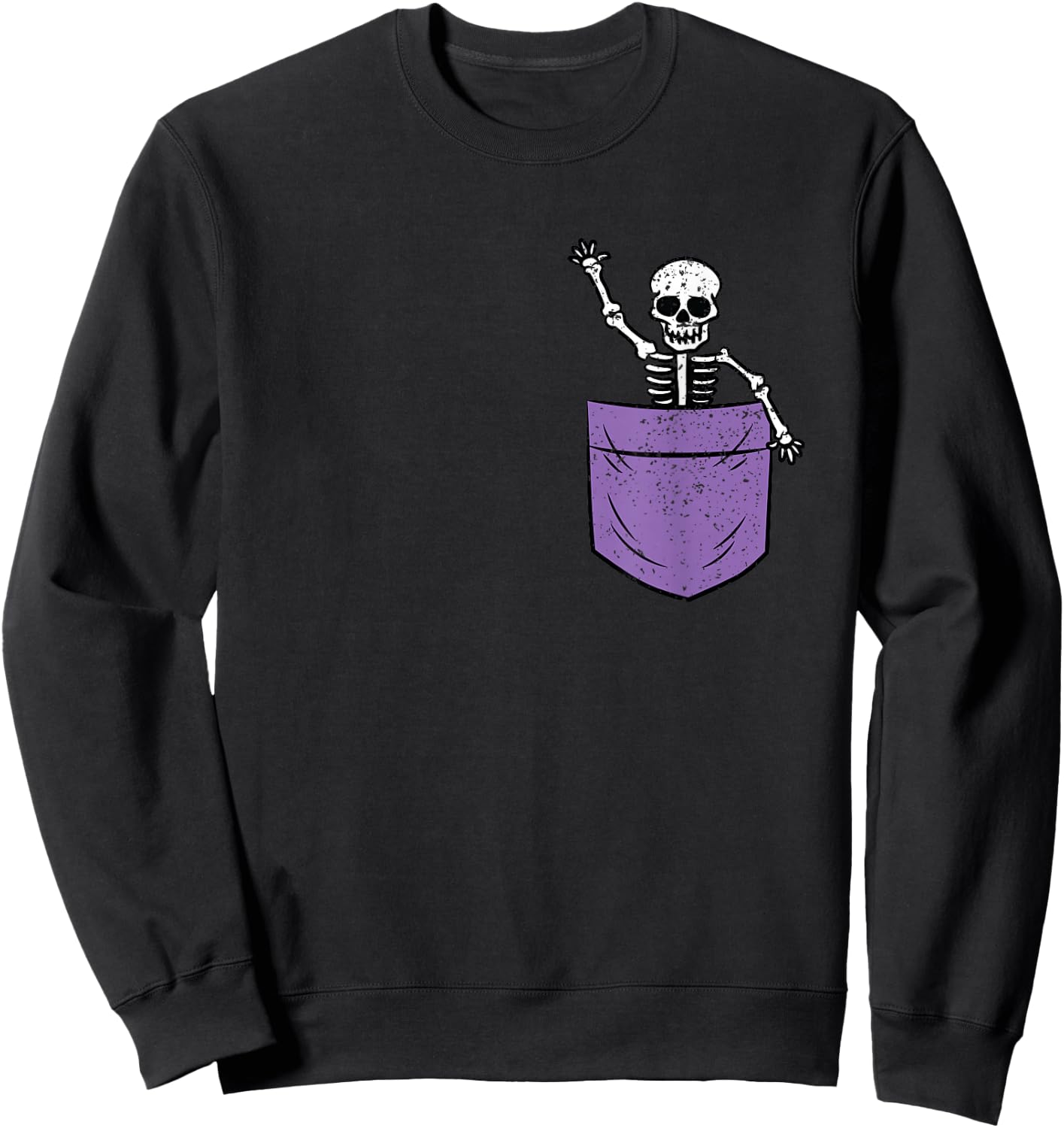 Skeleton Pocket Halloween Costume Funny Skull Character Sweatshirt - Sweatshirt | Black