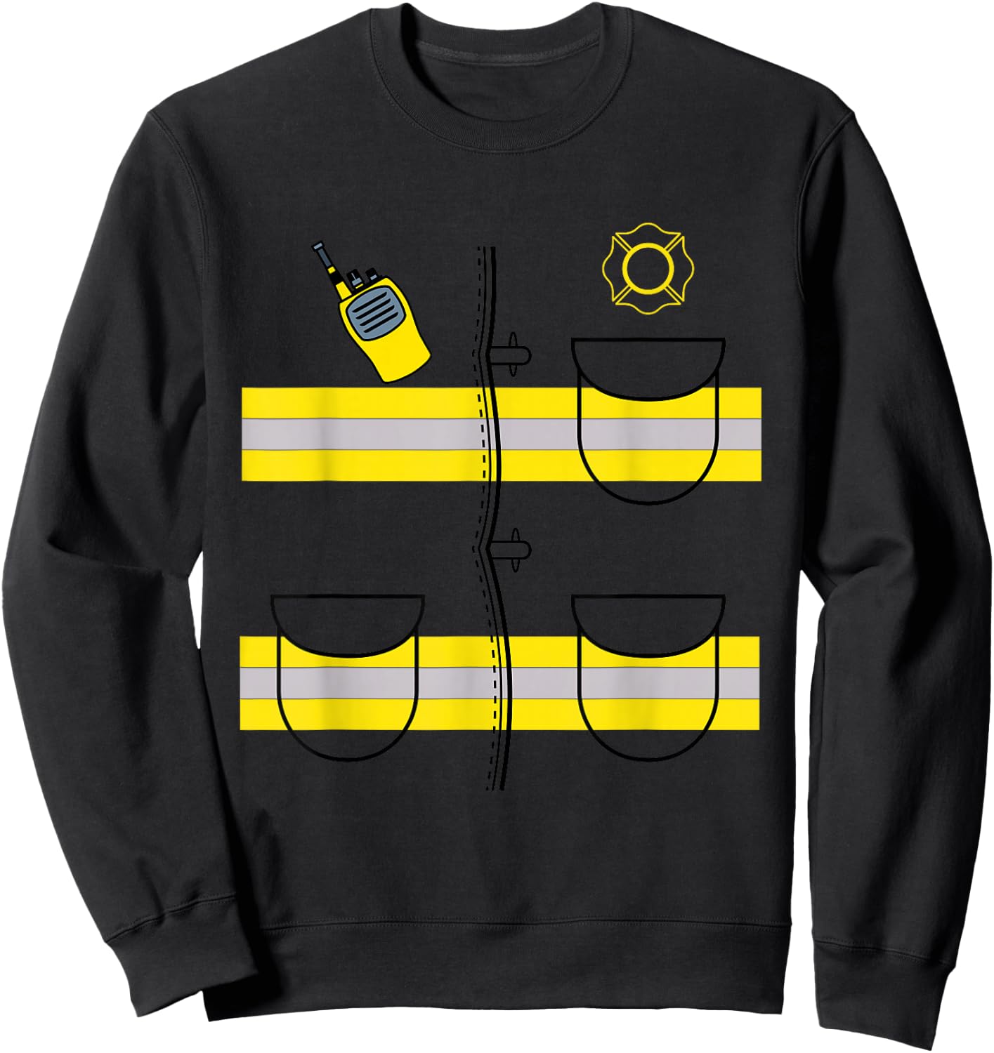 Firefighter Costume DIY Halloween Costume Easy Uniform Sweatshirt - Sweatshirt | Black