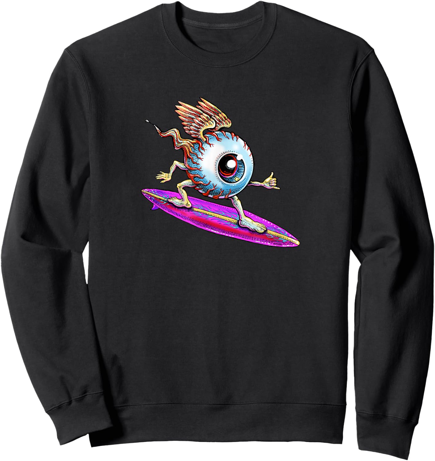 Surfing Eyeball - by Emek Artman Sweatshirt - Sweatshirt | Black