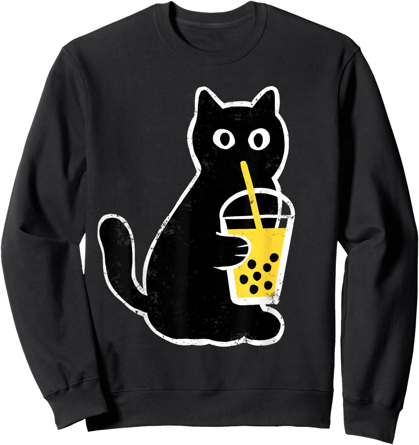 Cat Boba Funny Anime Japanese Bubble Tea Lover Sweatshirt - Sweatshirt | Black