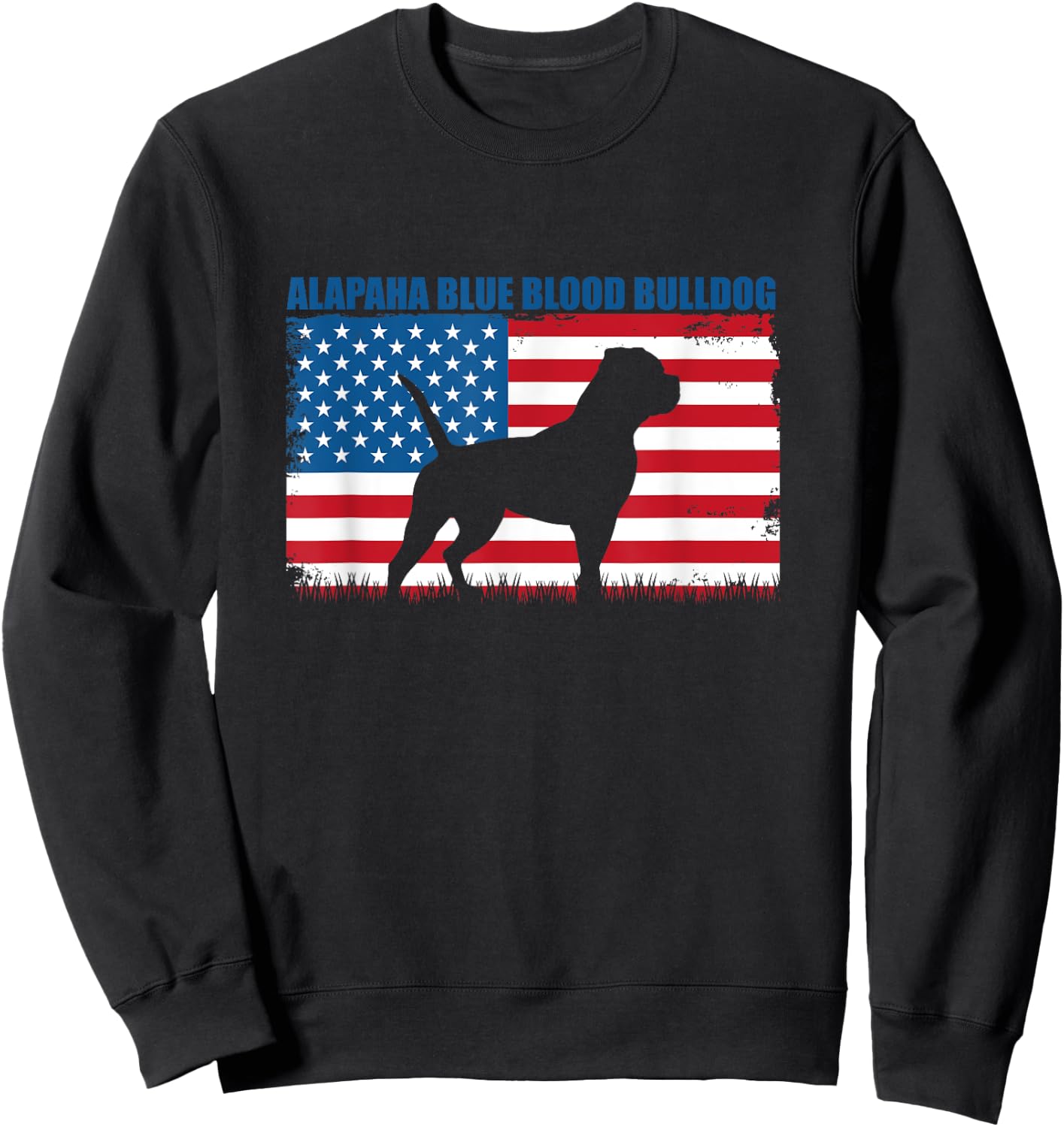 American Flag Alapaha Blue Blood Bulldog Sweatshirt - Sweatshirt | Black