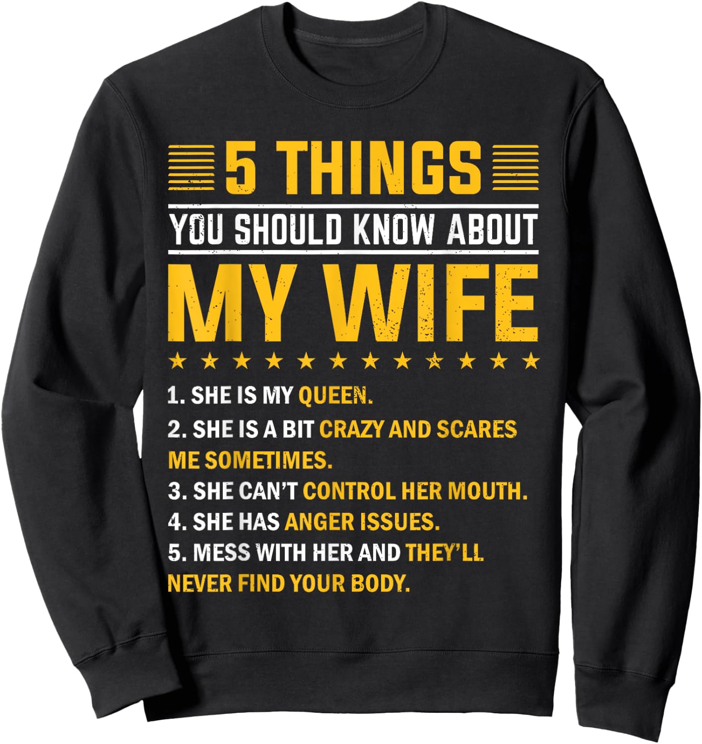 5 Things You Should Know About My Wife Funny Mommy Sweatshirt - Sweatshirt | Black