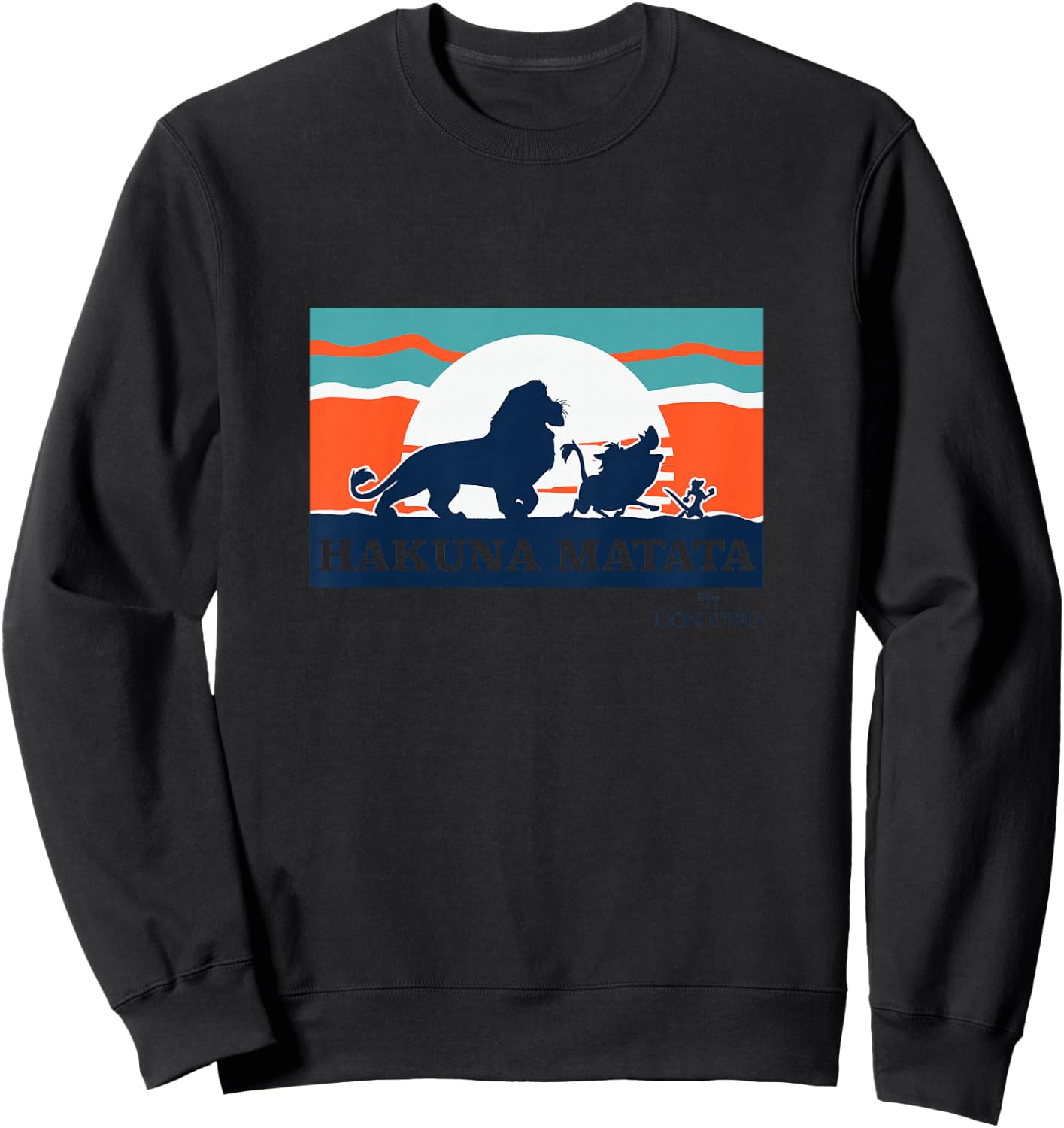 Kids Disney The Lion King Silhouette Hakuna Matata Retro Sunset Sweatshirt - Sweatshirt | Black